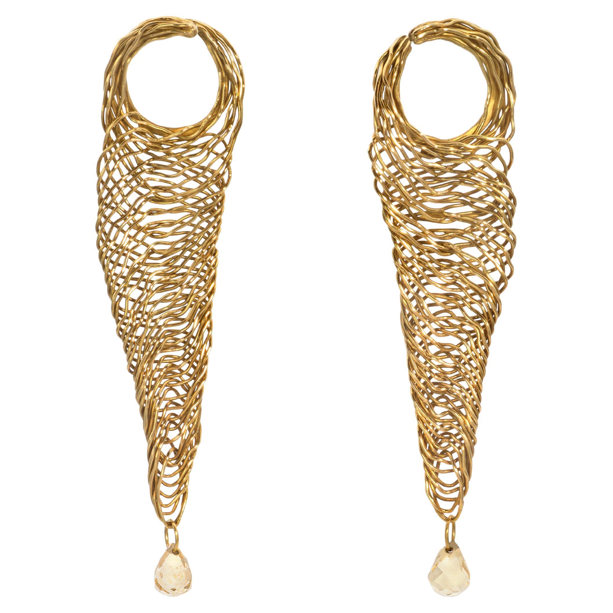 H. Stern Faceted Briolette Citrine and 18K Gold Earrings