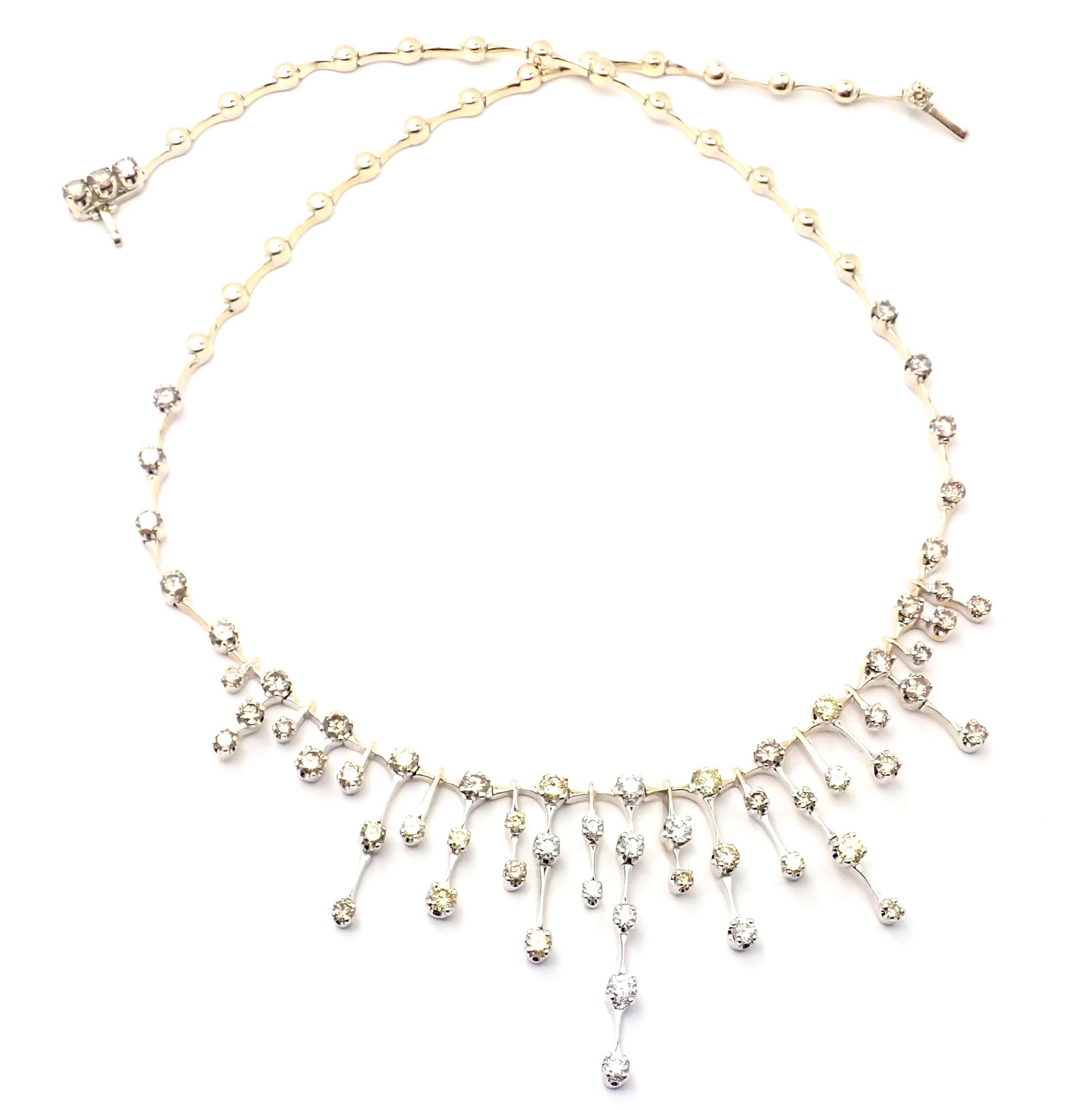 Brilliant Cut H. Stern Fancy Color and White Diamond White Gold Necklace