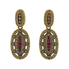 Vintage H. Stern Fancy Diamond Ruby Gold Earrings