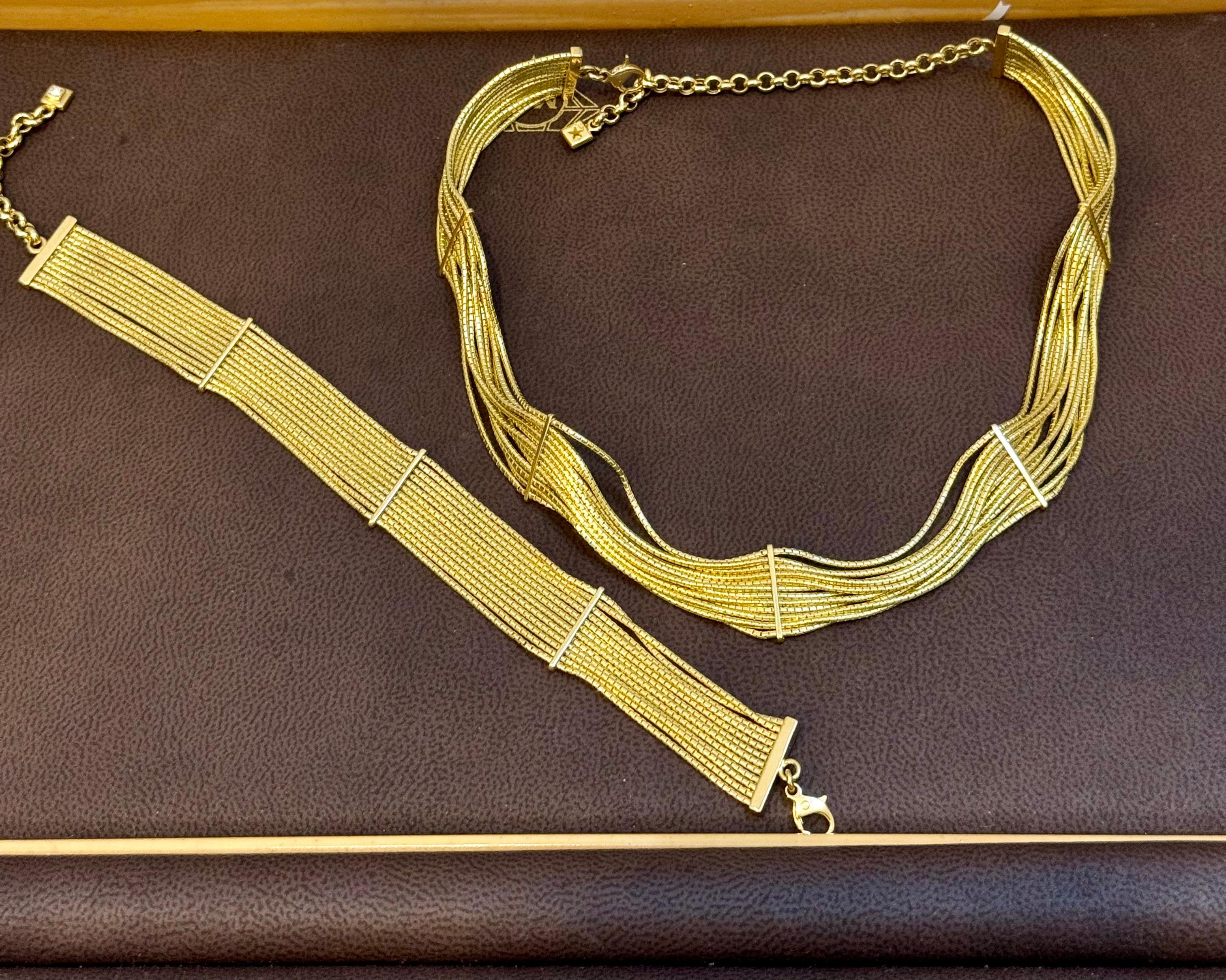 H. Collection'Stern Filamenti in oro 18KY Collana e Bracciale, 85 Gm in vendita 1