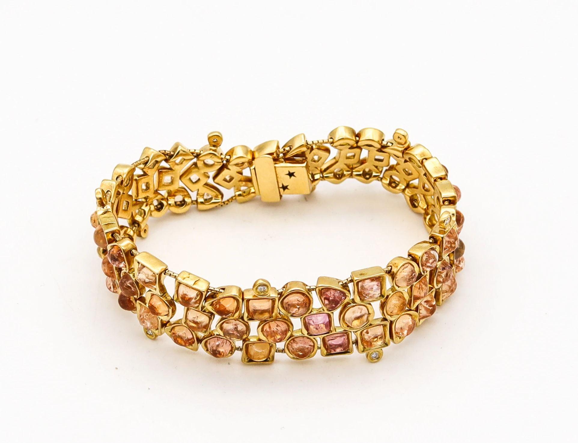 A bracelet designed by H. Stern.

Very nice and unusual bracelet created by the Brazilian jewelry house of H. Stern. This piece has been crafted in solid yellow gold of 18 karats, with high polished finish. It is suited with a boxed push lock and a