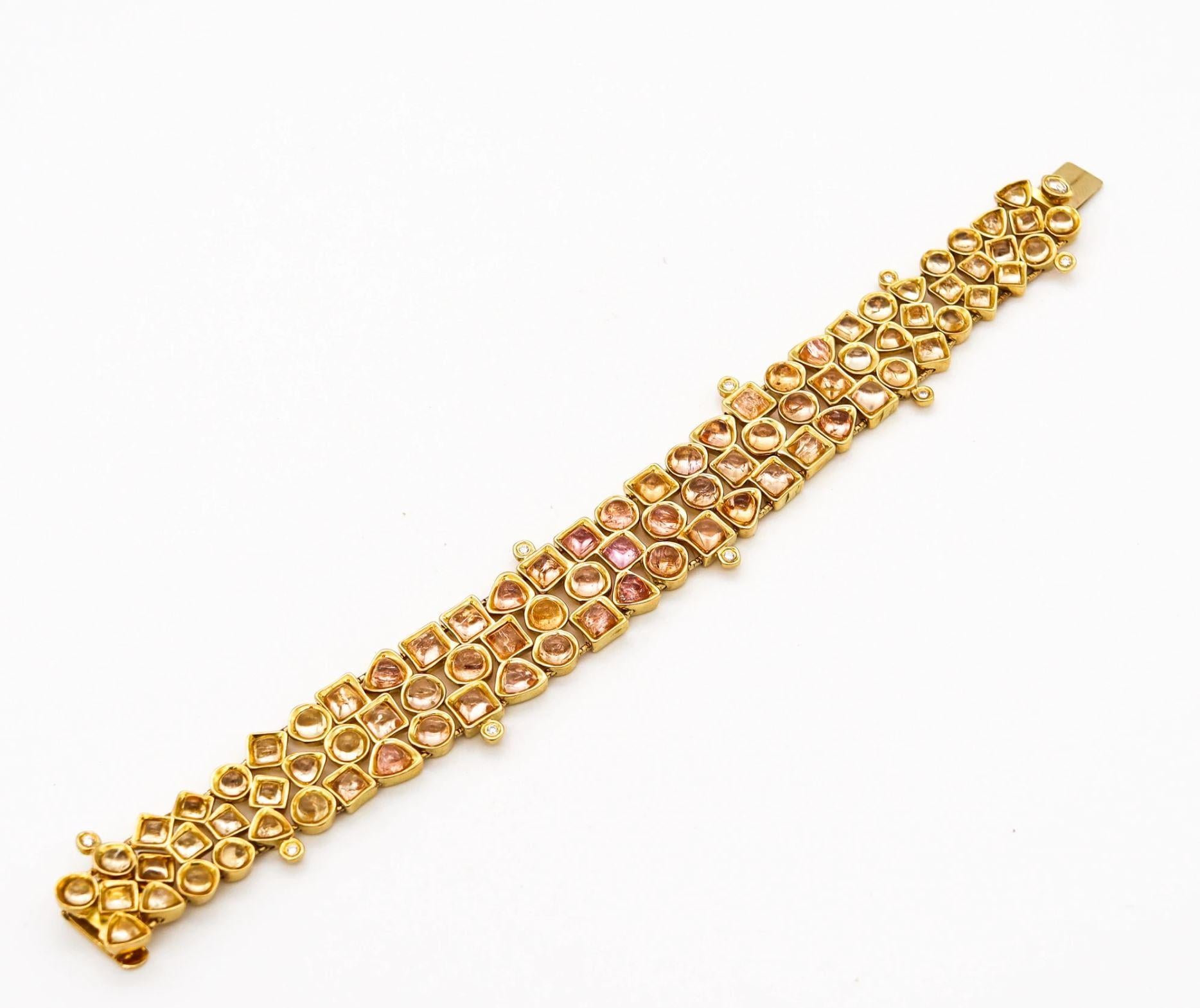Modernist H. Stern Gem Set Flexible Bracelet 18Kt Yellow Gold with 58.68 Cts in Gemstones