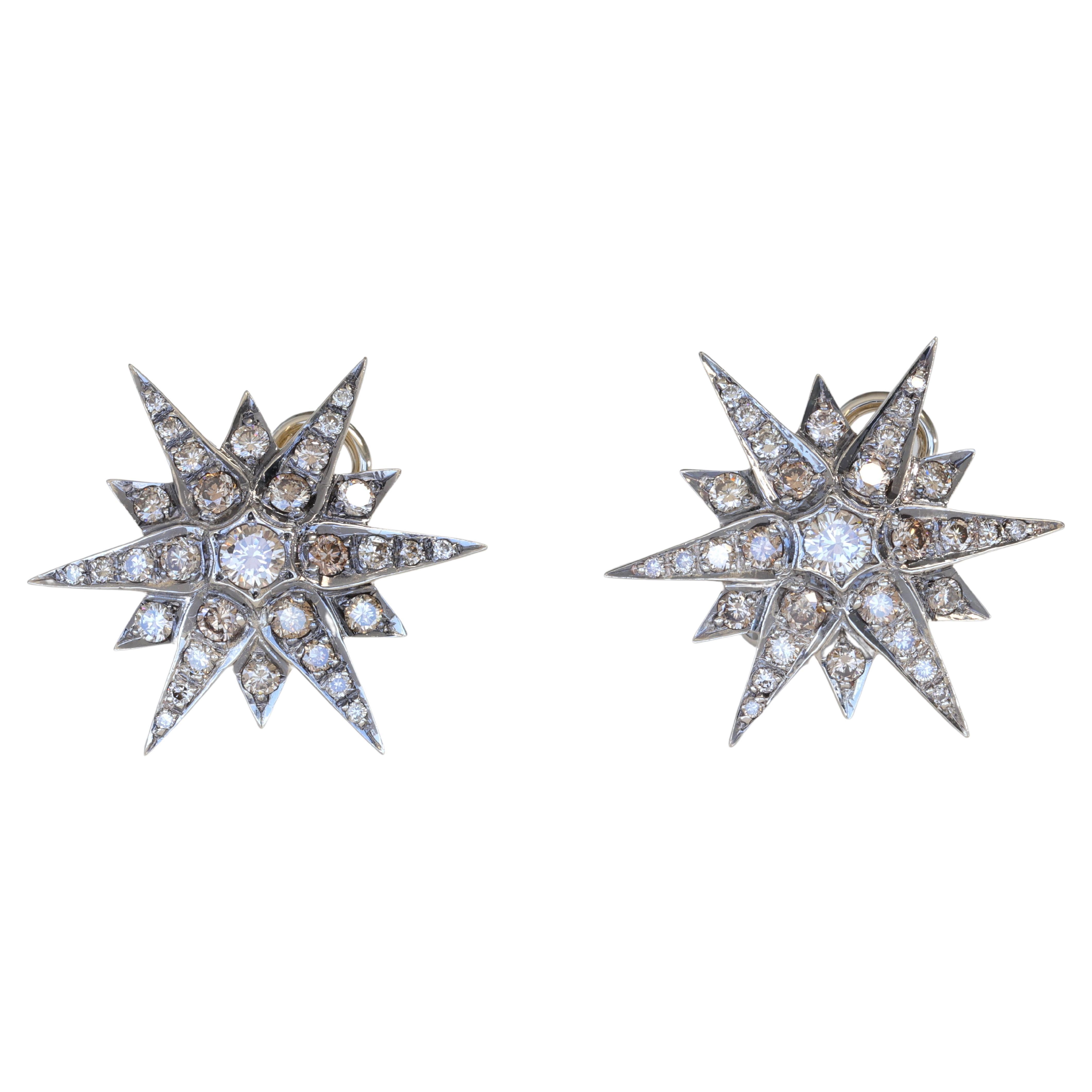 H Stern Genesis Diamond and 18 Karat Noble Gold Star Earrings