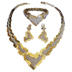 Retro H. Stern Geometric 18 Karat Gold and Diamond Trio Set