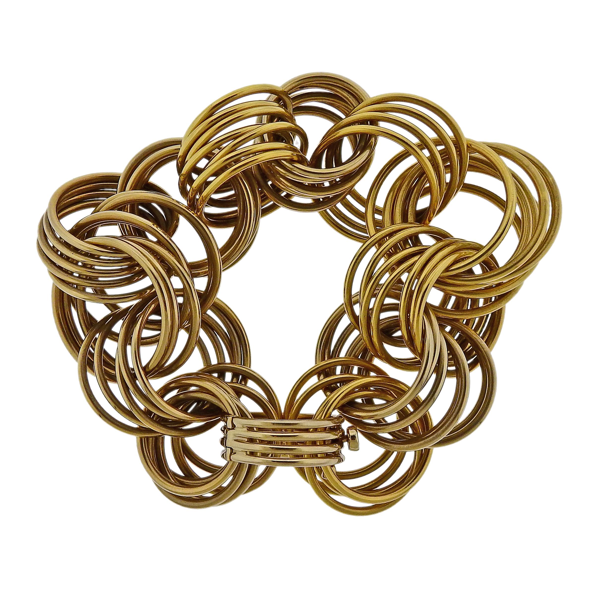 18k yellow gold multi link bracelet by H. Stern. Bracelet is 8.5