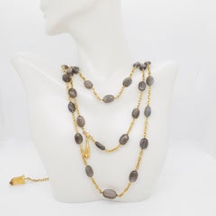 H. Stern Gray Bead and White Diamond 18k Yellow Gold Multi Layer Necklace