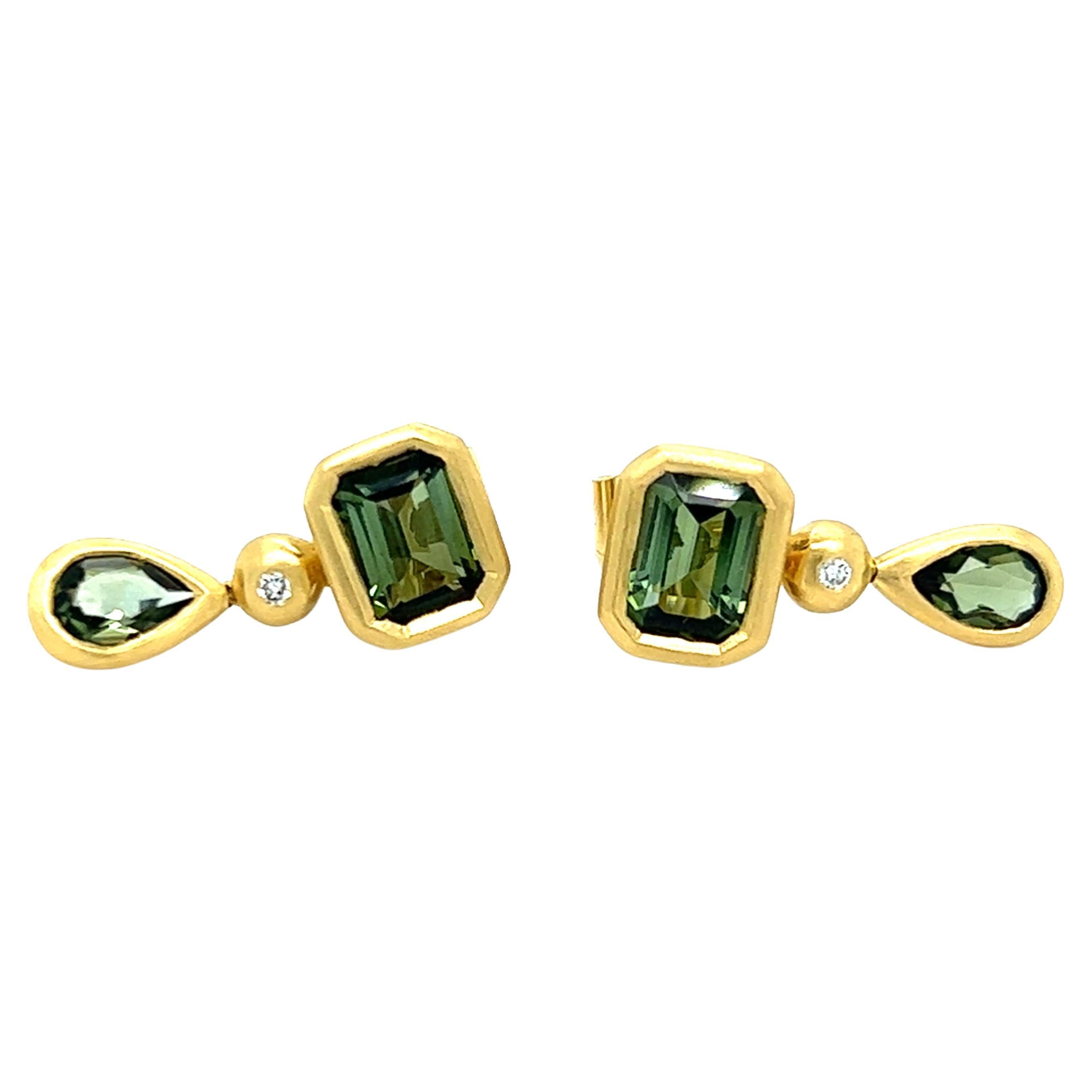 H. Stern Green Tourmaline and Diamond Earrings in 18 Karat Gold
