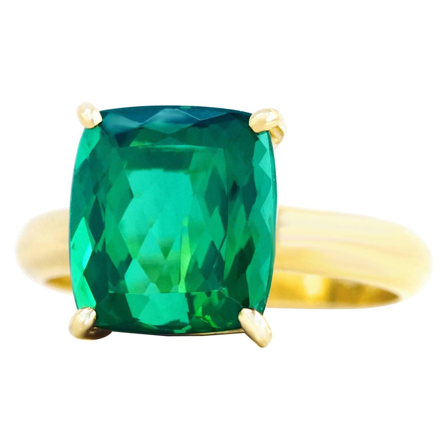H. Stern Green Tourmaline Set Gold Ring