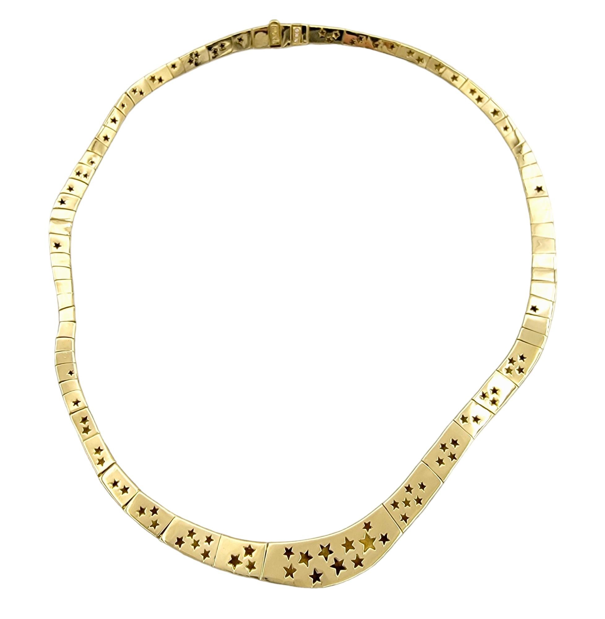 Women's H. Stern Hammered Diamond Collar Link Necklace Set in 18 Karat Yellow Gold For Sale