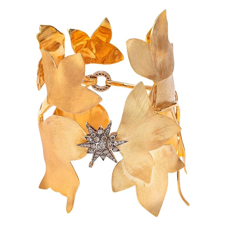 H. Stern Hera Brown Diamond 18 Karat Gold Cuff Bracelet For Sale