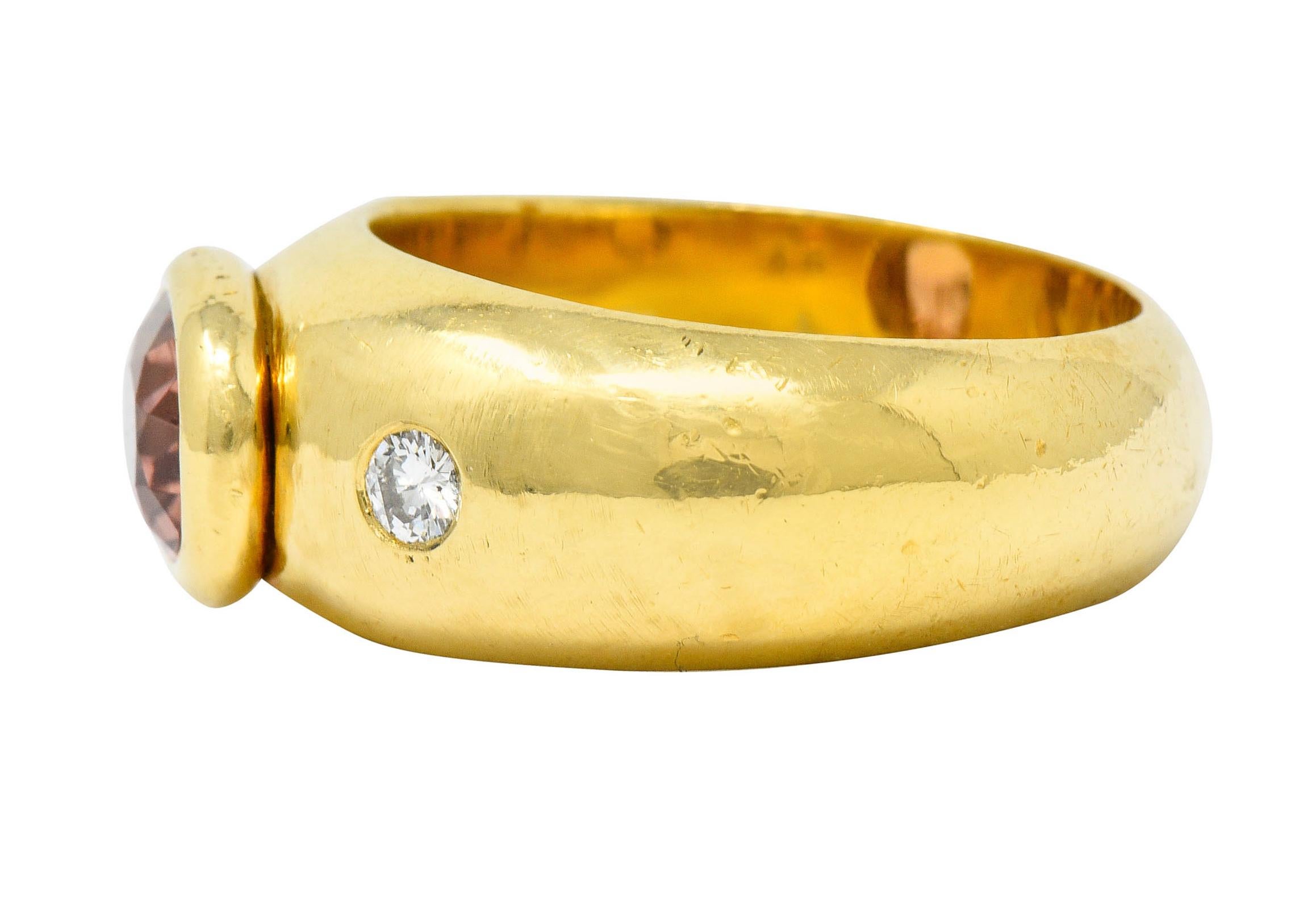 Oval Cut H. Stern Imperial Topaz Diamond 18 Karat Gold Unisex Vintage Band Ring
