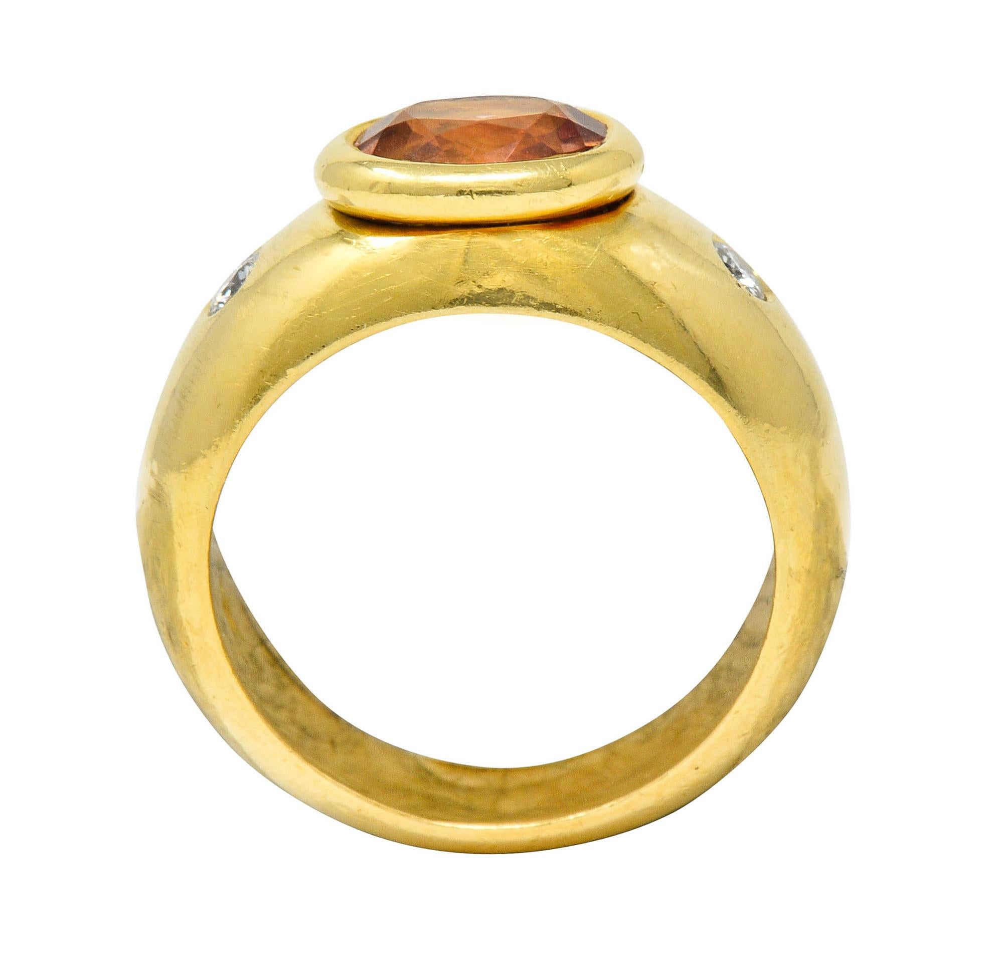 H. Stern Imperial Topaz Diamond 18 Karat Gold Unisex Vintage Band Ring 1