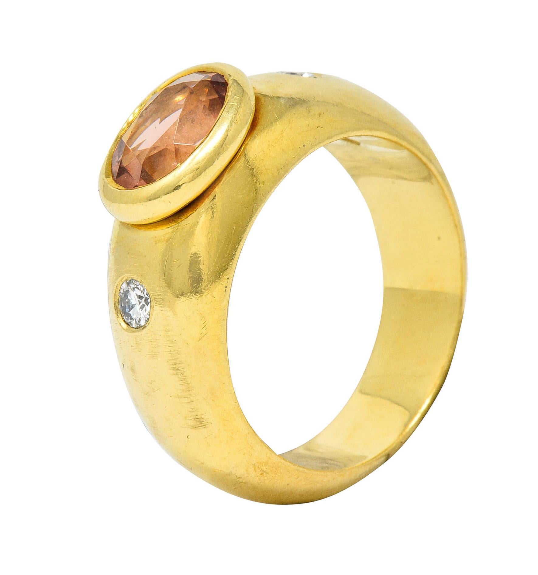 H. Stern Imperial Topaz Diamond 18 Karat Gold Unisex Vintage Band Ring 2