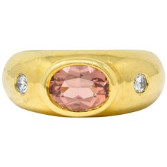 H. Stern Imperial Topaz Diamond 18 Karat Gold Unisex Vintage Band Ring