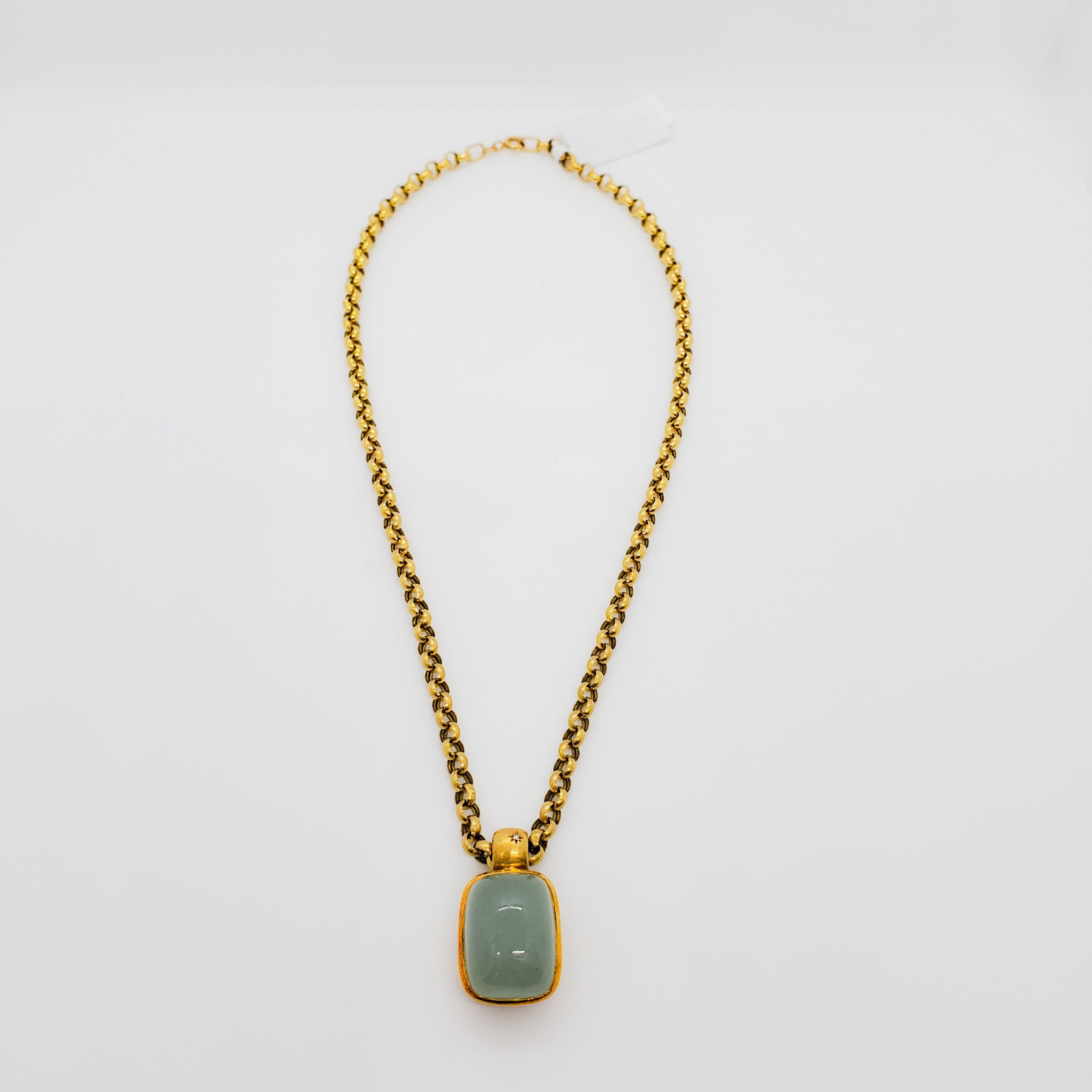 H. Stern Light Green Stone Pendant Necklace in 18k Yellow Gold 1