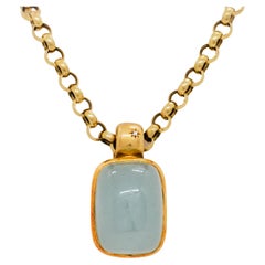 H. Stern: 18 Karat Gelbgold Halskette mit hellgrünem Stein-Anhänger