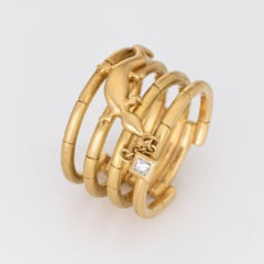 H Stern Lizard Ring Diamond Wide Band 18k Yellow Gold Estate Fine Jewelry