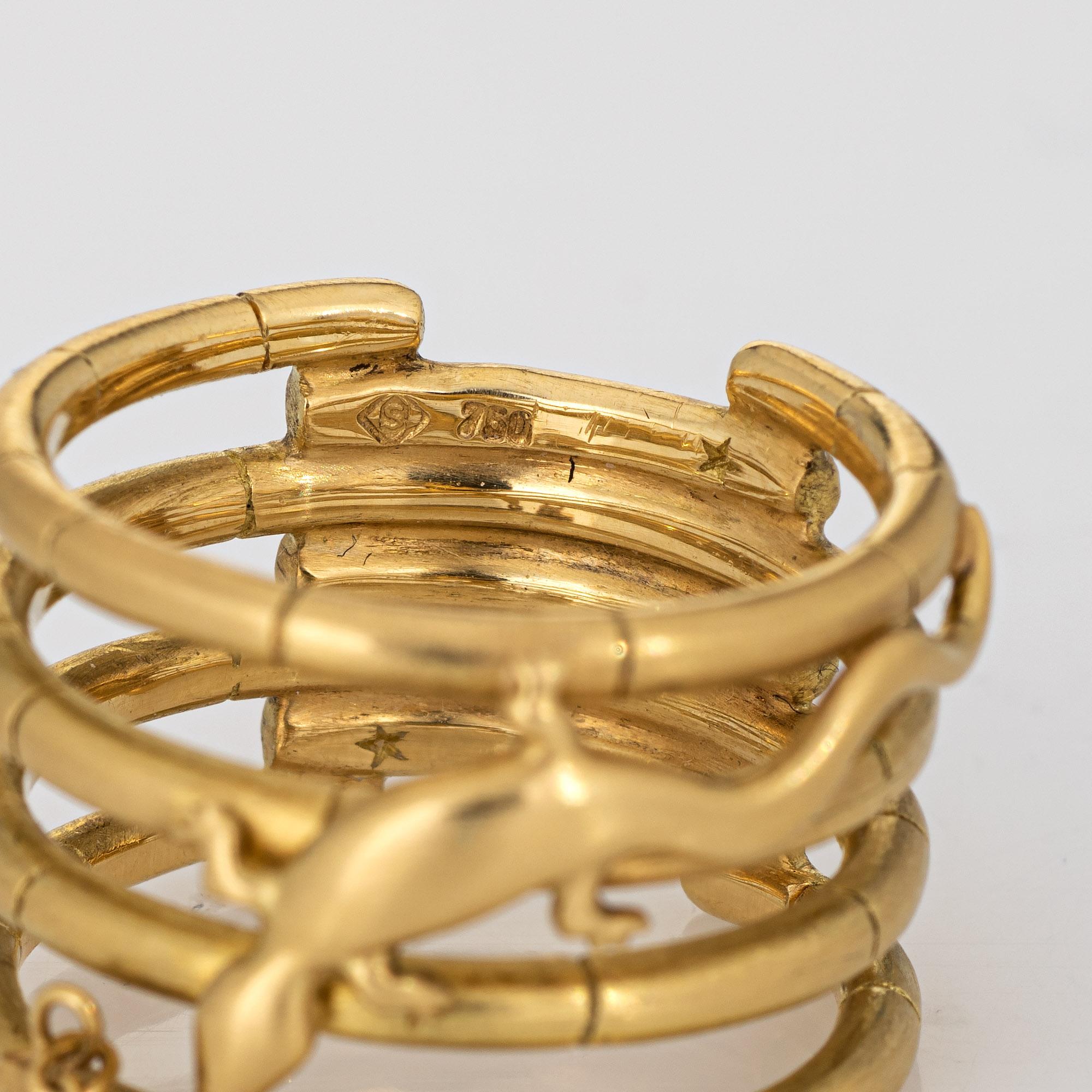 H Stern Lizard Ring Diamond Wide Band 18k Yellow Gold Estate Fine Jewelry 1