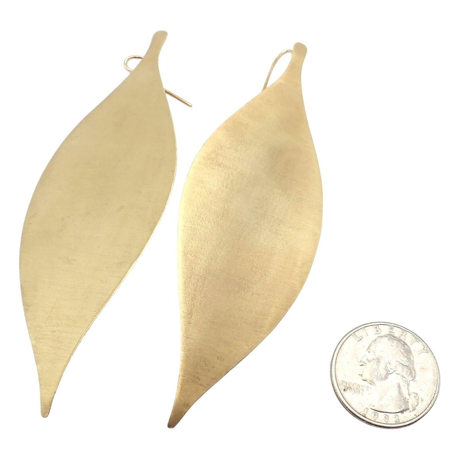 H. Stern Long Giant Leaf Dangle Yellow Gold Earrings In Excellent Condition For Sale In Holland, PA