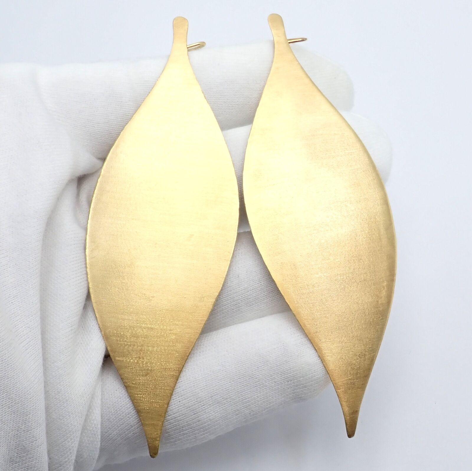 H. Stern Long Giant Leaf Dangle Yellow Gold Earrings For Sale 2