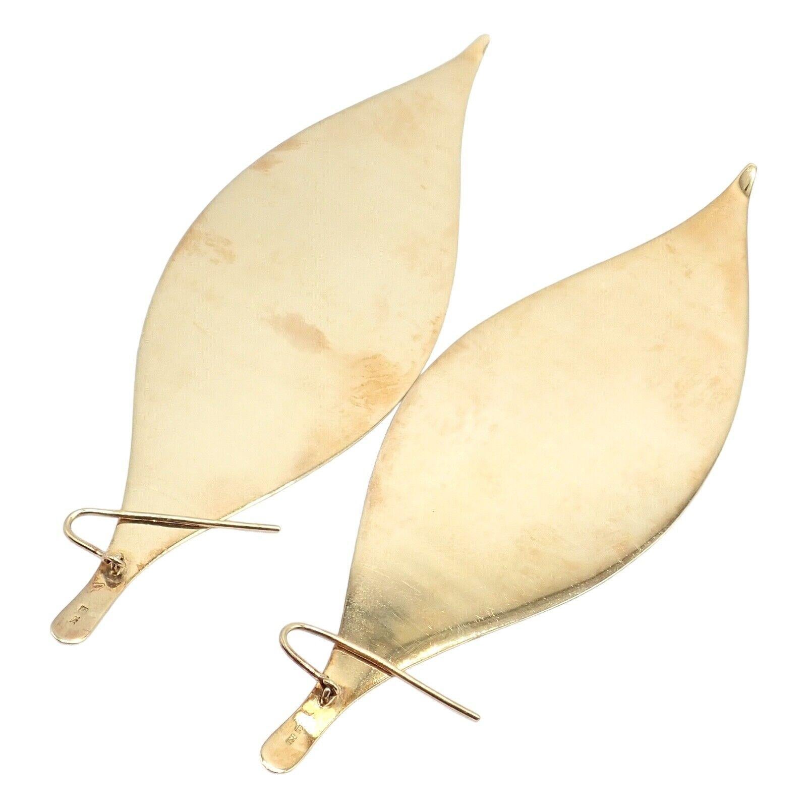 H. Stern Long Giant Leaf Dangle Yellow Gold Earrings For Sale 4