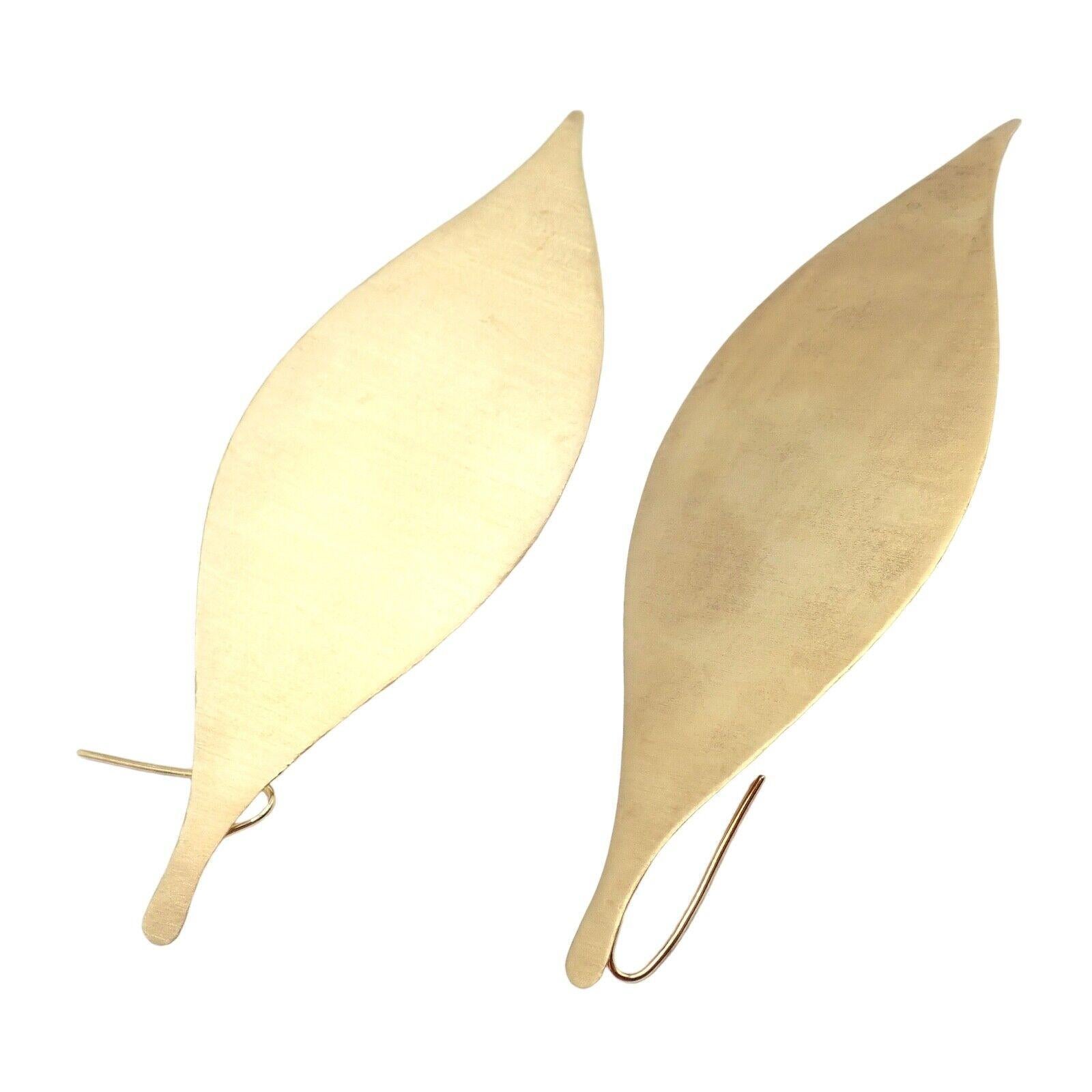 H. Stern Long Giant Leaf Dangle Yellow Gold Earrings For Sale 5