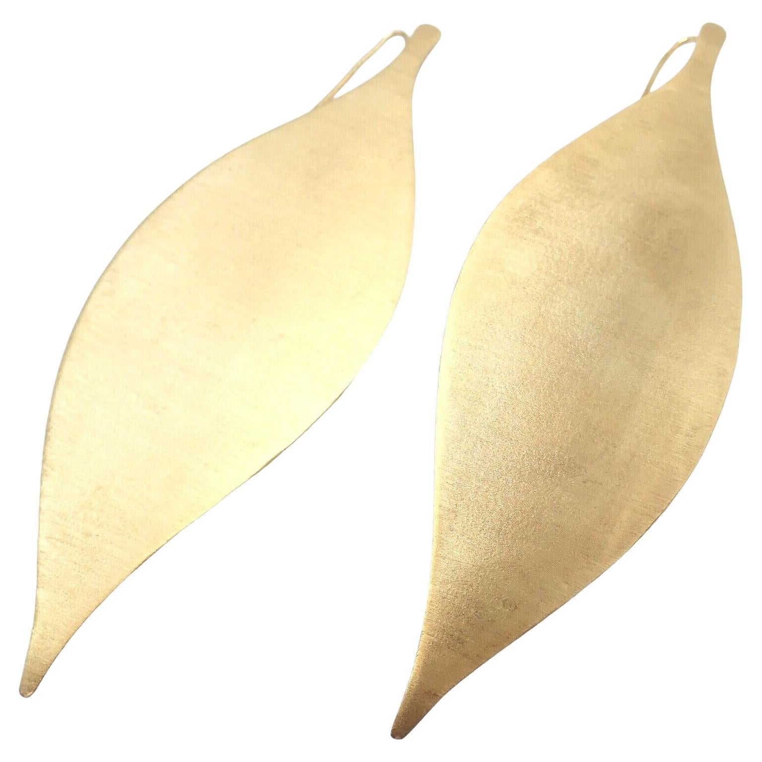 H. Stern Long Giant Leaf Dangle Yellow Gold Earrings For Sale