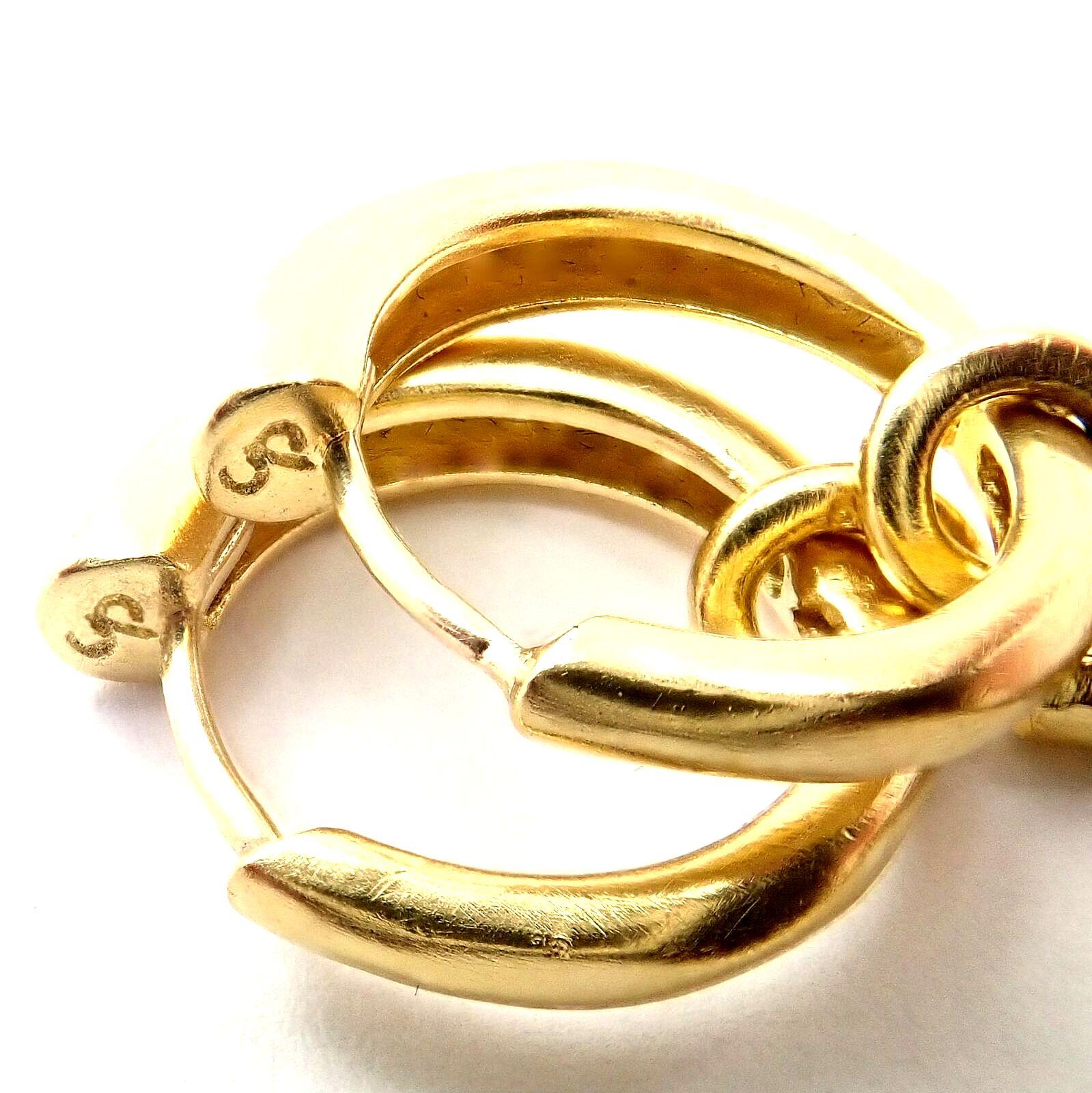 H. Stern Long Strand Dangle Hoop Yellow Gold Earrings In Excellent Condition In Holland, PA