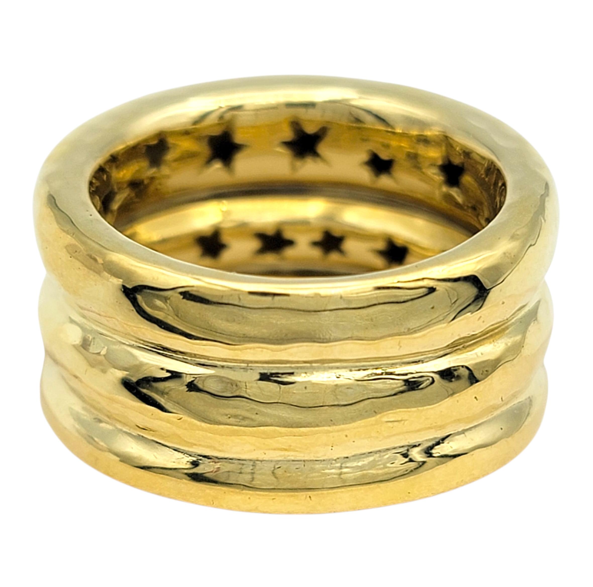 H. Stern Louise Wide Three Row Hammered Band Ring in 18 Karat Yellow Gold In Good Condition For Sale In Scottsdale, AZ