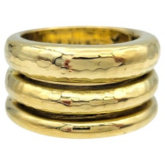 H. Stern Louise Wide Three Row Hammered Band Ring in 18 Karat Yellow Gold