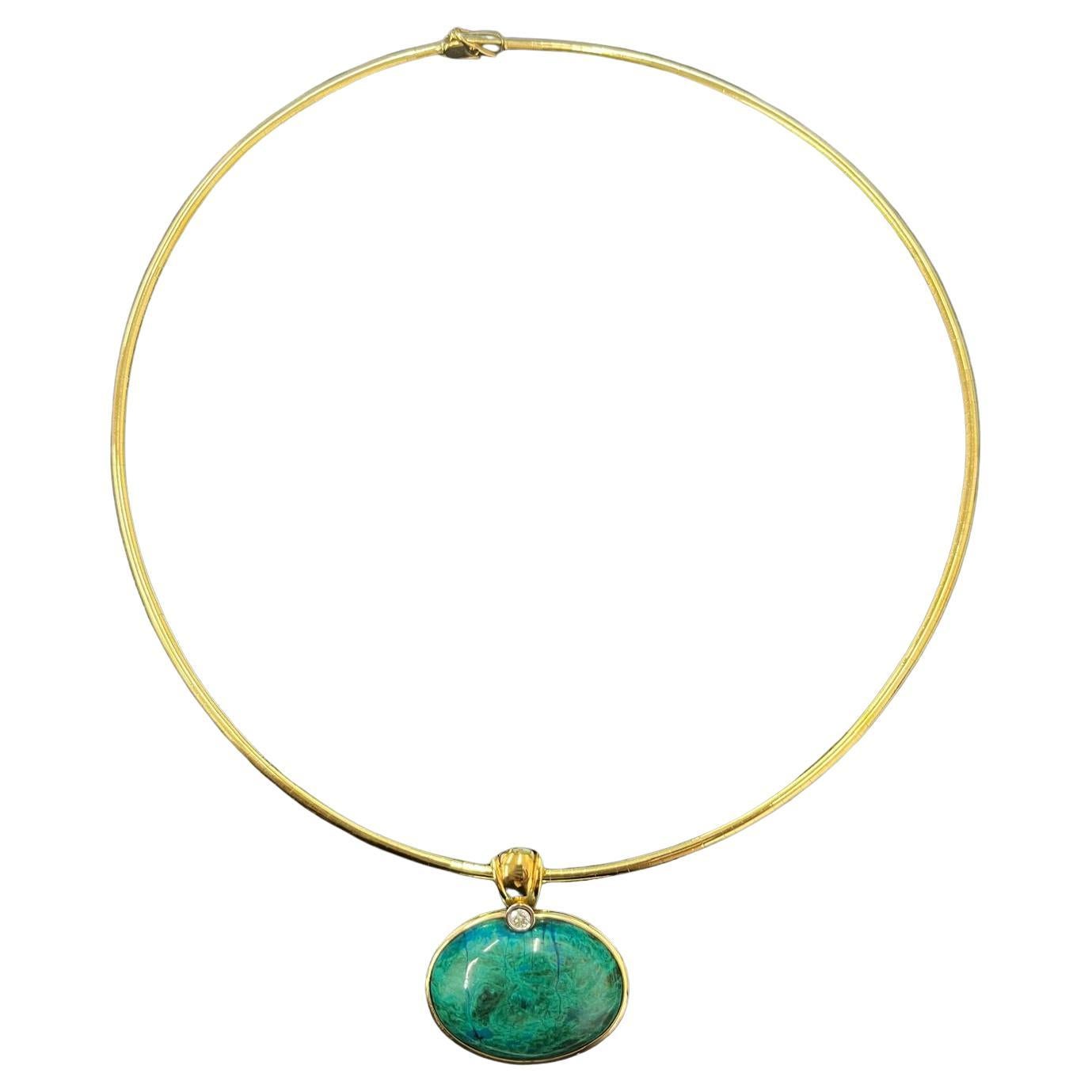 H. Stern Collana girocollo con malachite e diamanti in oro giallo 18 ct. in vendita