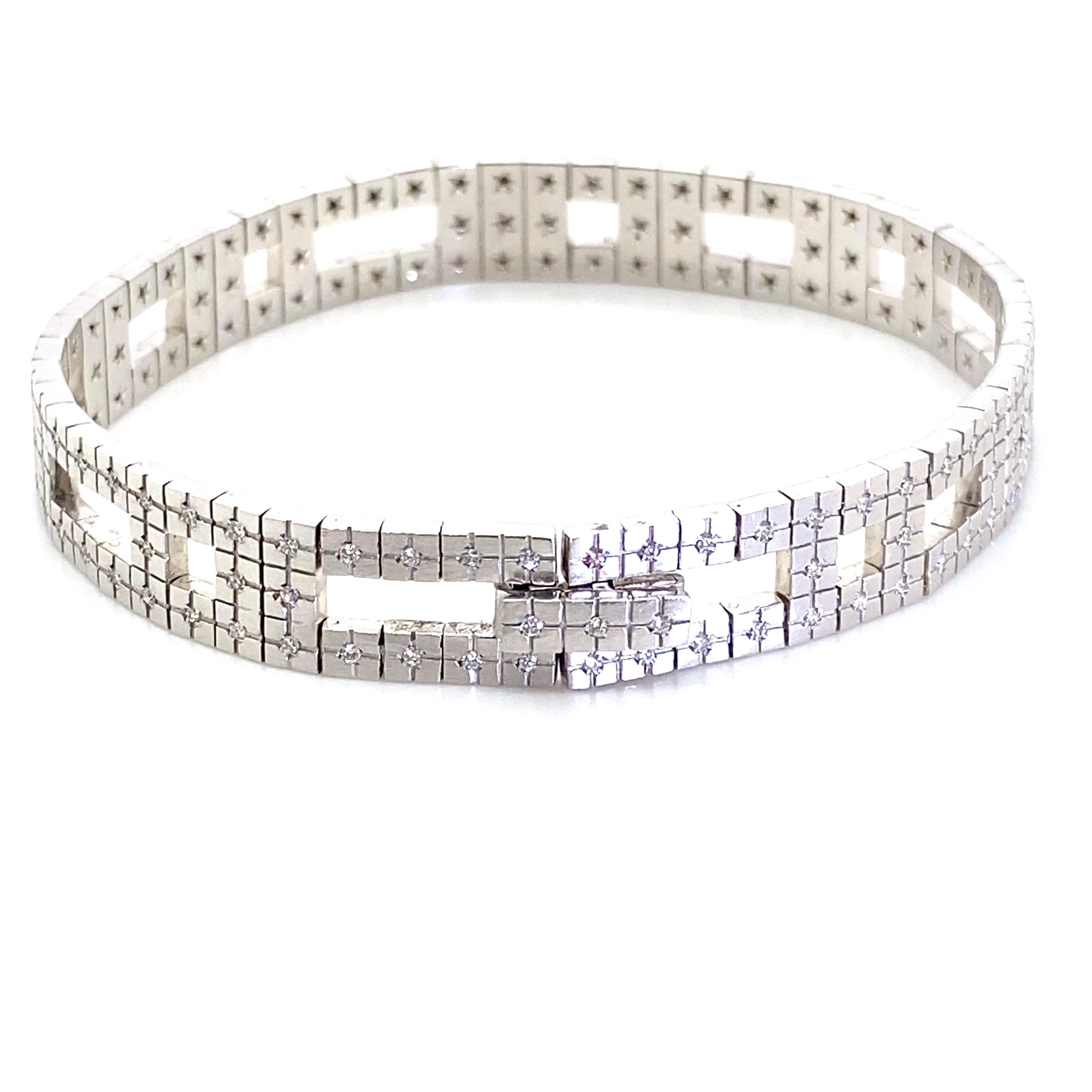 Contemporary H Stern Metropolis Collection 18 Karat White Gold and Diamond Bracelet For Sale
