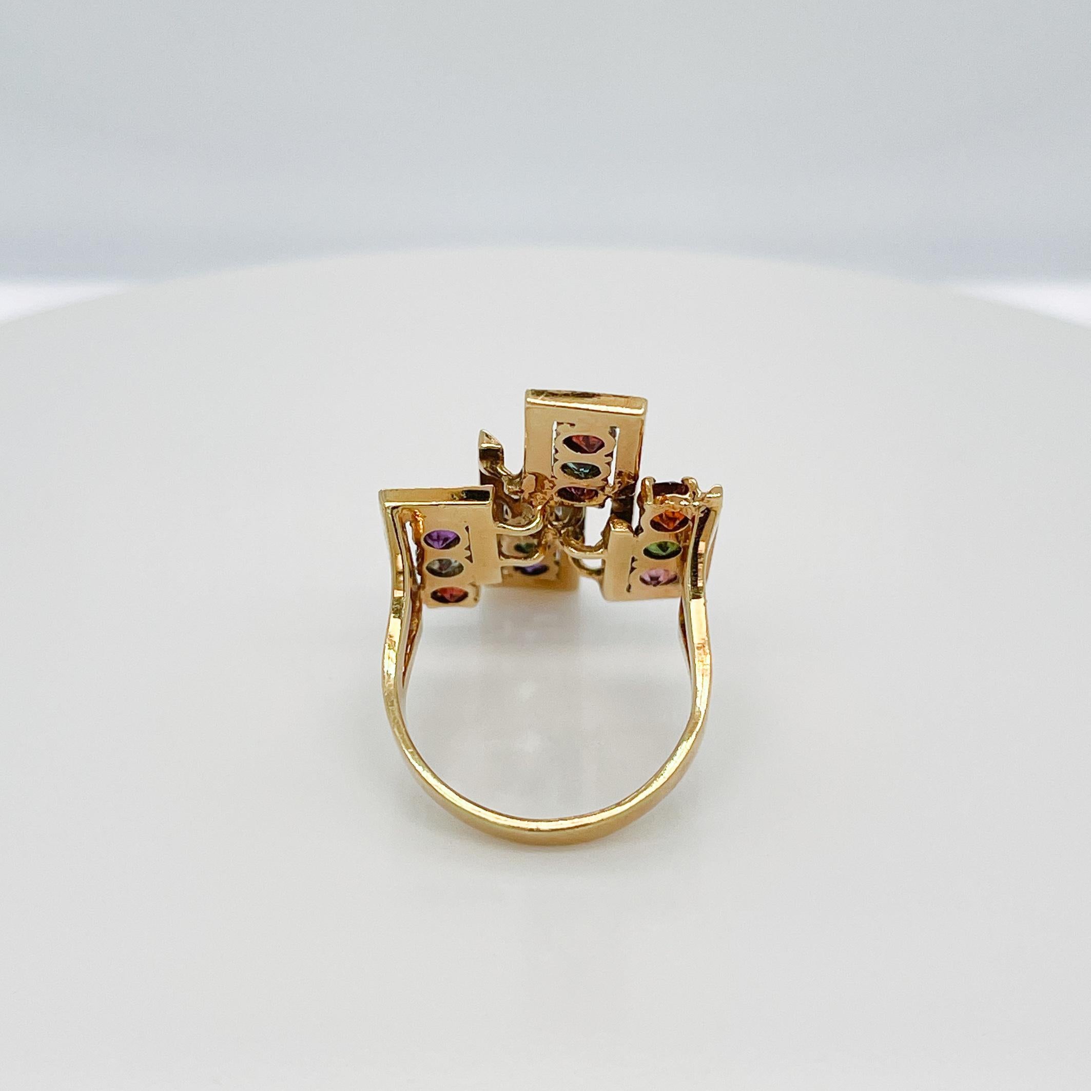 H. Stern Modernist 18 Karat Gold & Multi-Gemstone Cocktail Ring For Sale 3
