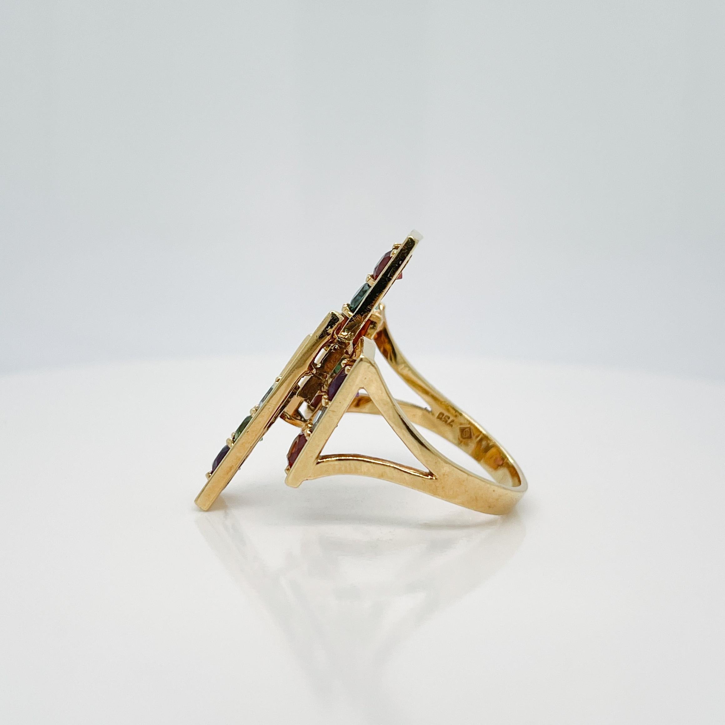 H. Stern Modernist 18 Karat Gold & Multi-Gemstone Cocktail Ring In Good Condition For Sale In Philadelphia, PA