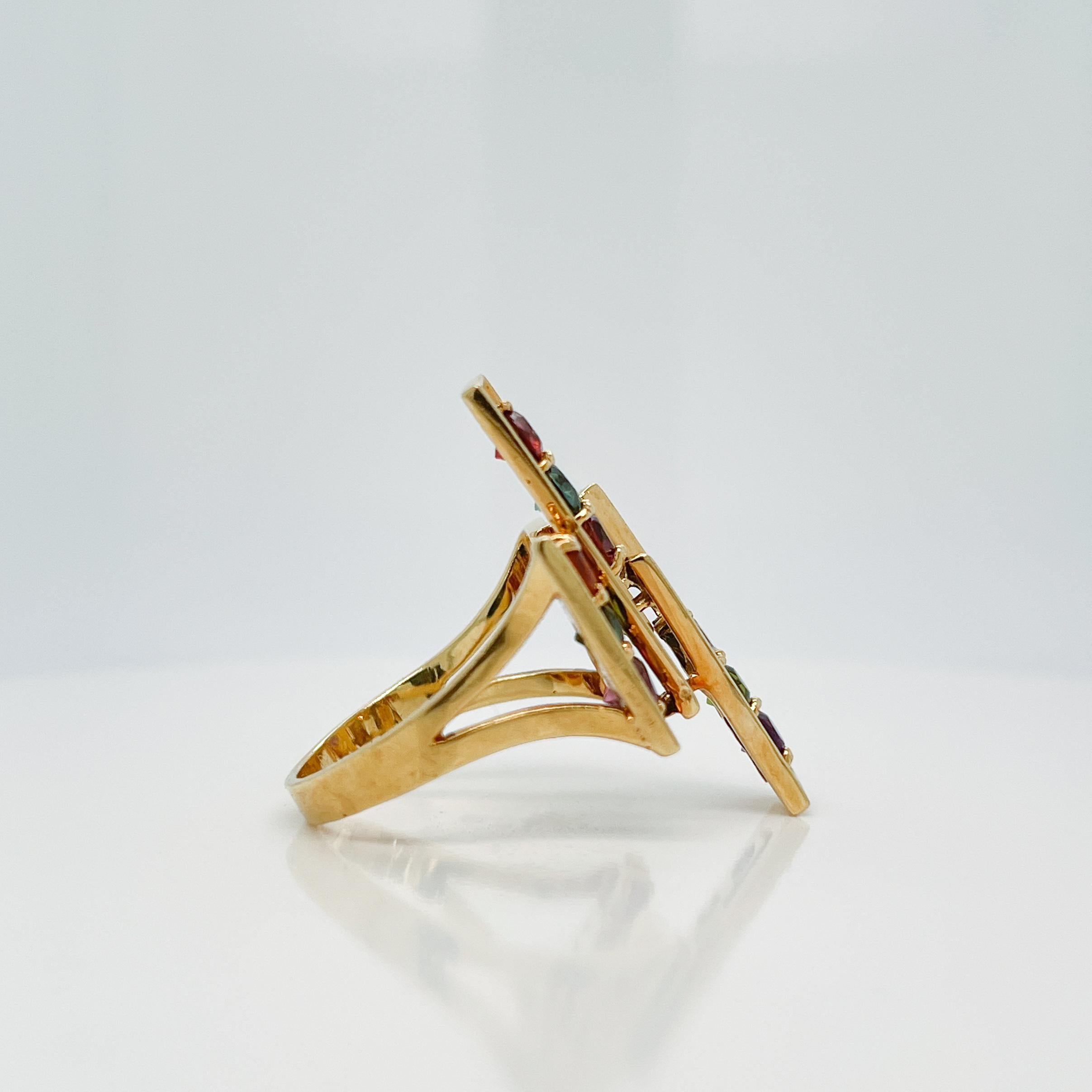 H. Stern Modernist 18 Karat Gold & Multi-Gemstone Cocktail Ring For Sale 1