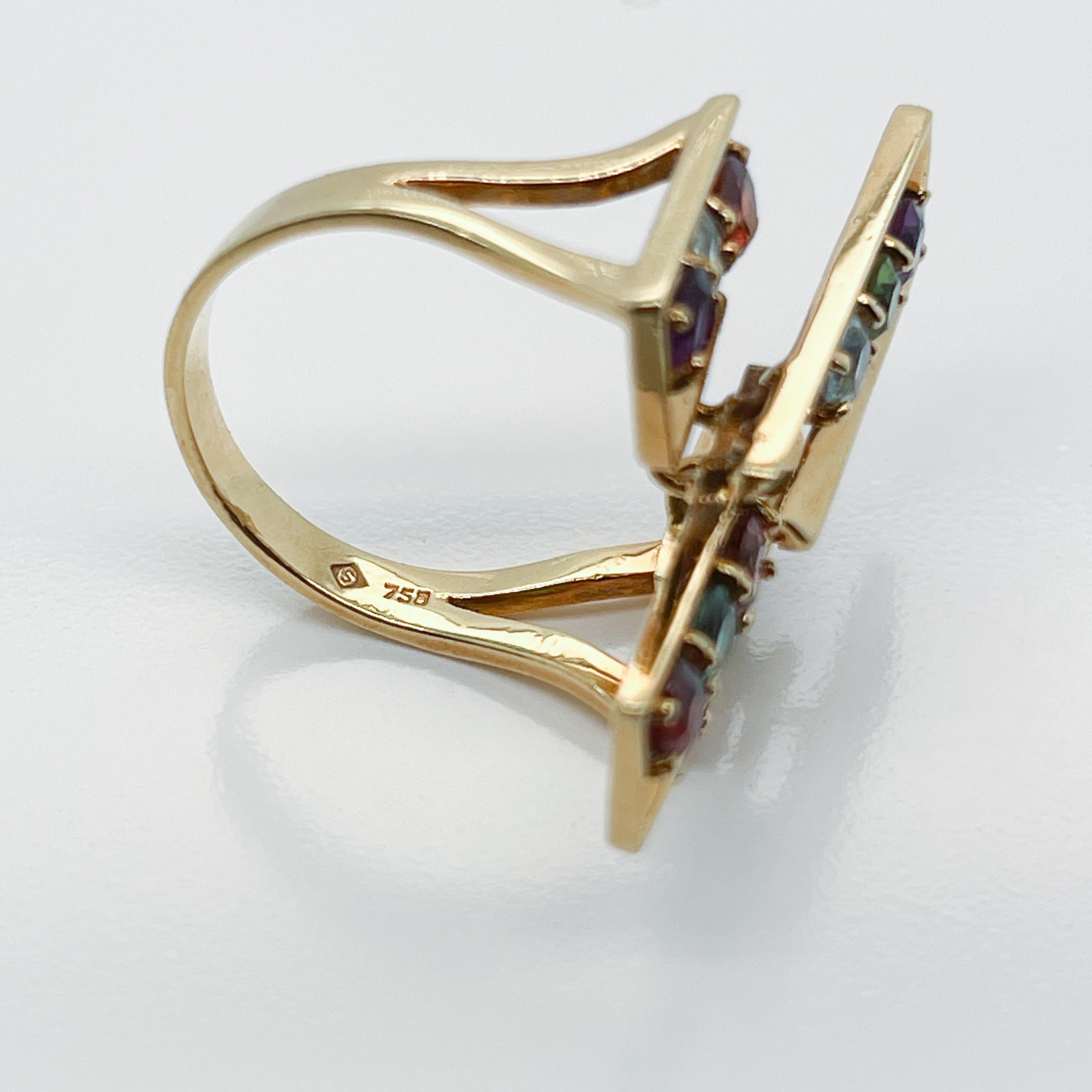 H. Stern Modernist 18 Karat Gold & Multi-Gemstone Cocktail Ring For Sale 2