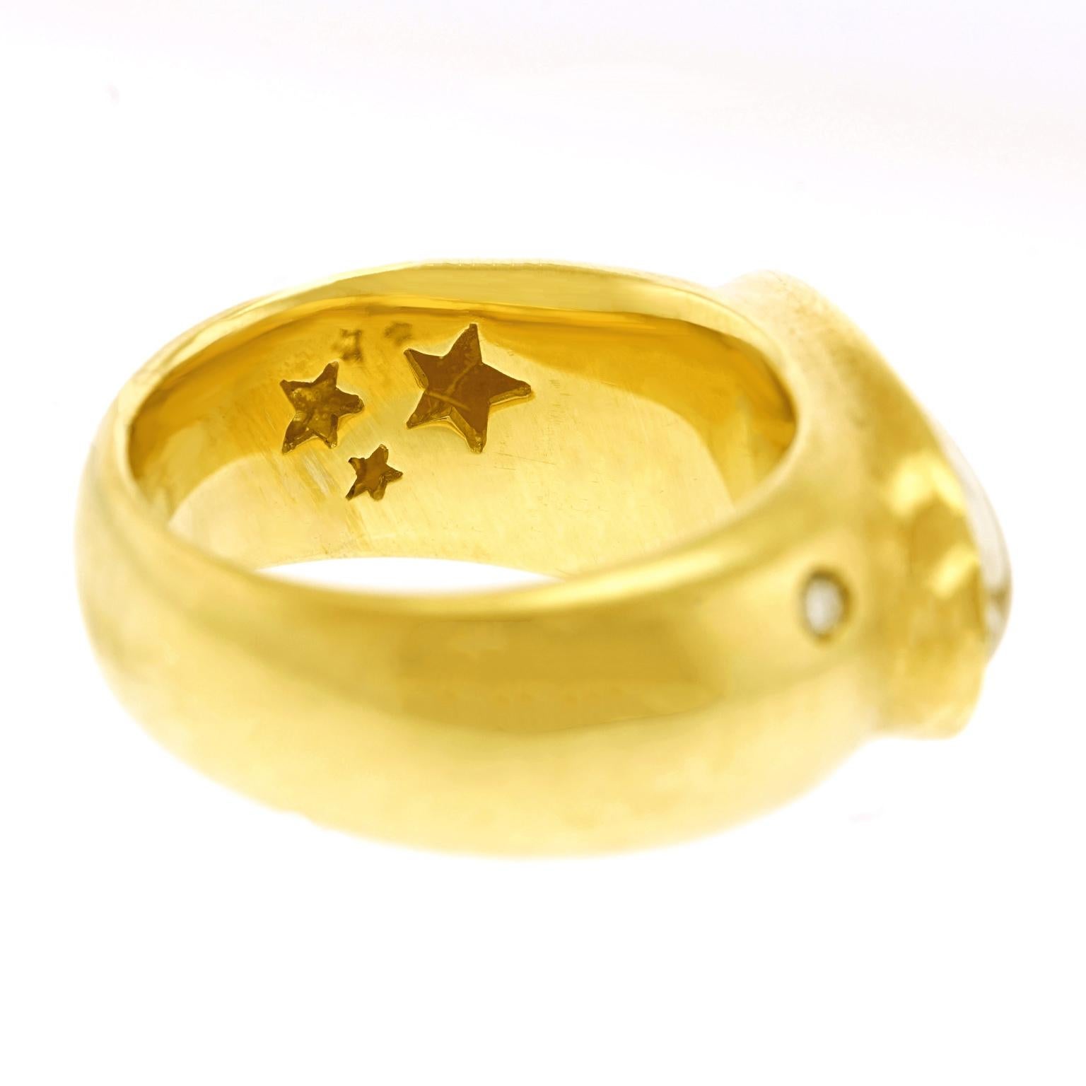 H. Stern Modernist Cabochon Rock Crystal Gold Ring 5