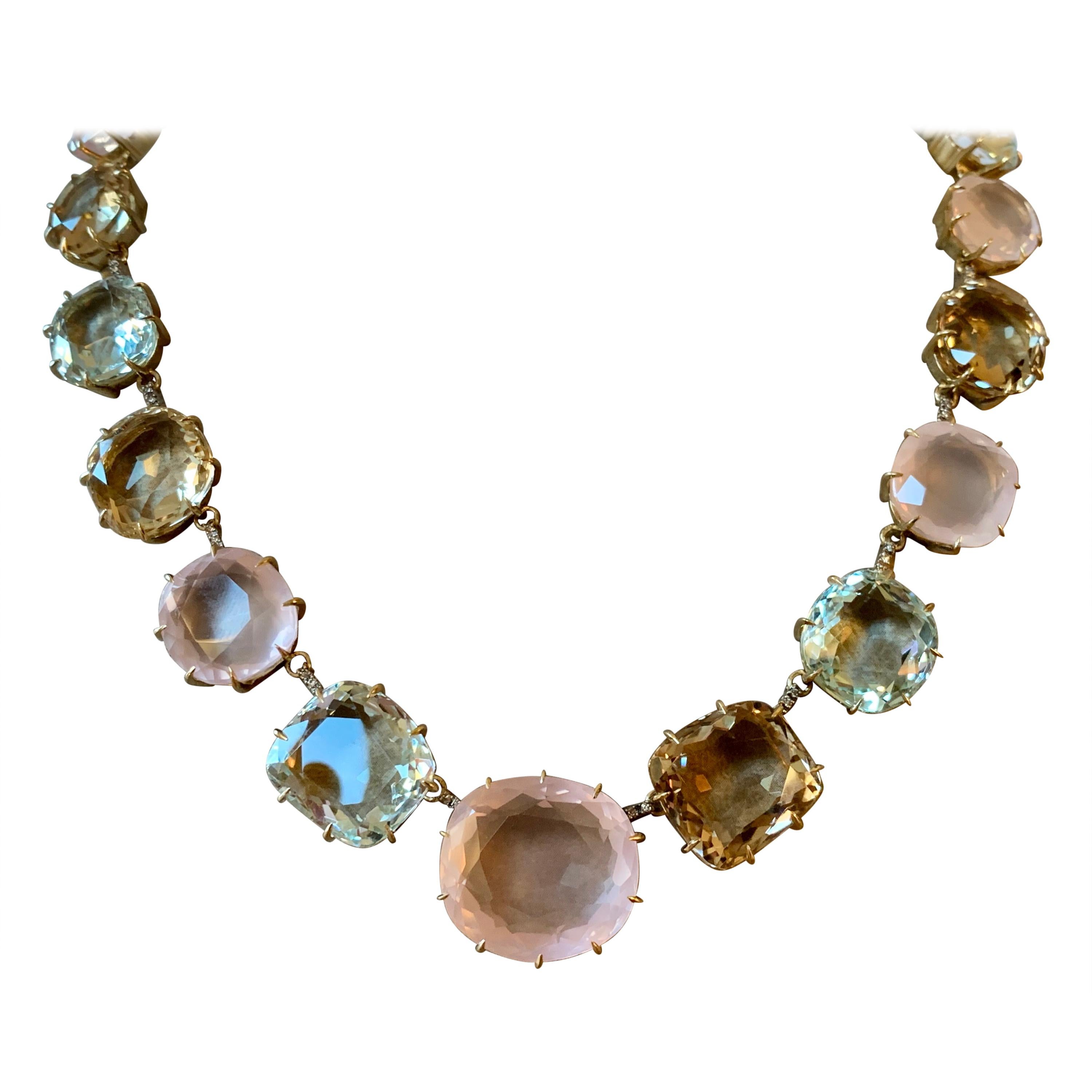 H. Stern "Moonlight Collection" 18 Karat Gold Diamond Multicolored Gems Necklace