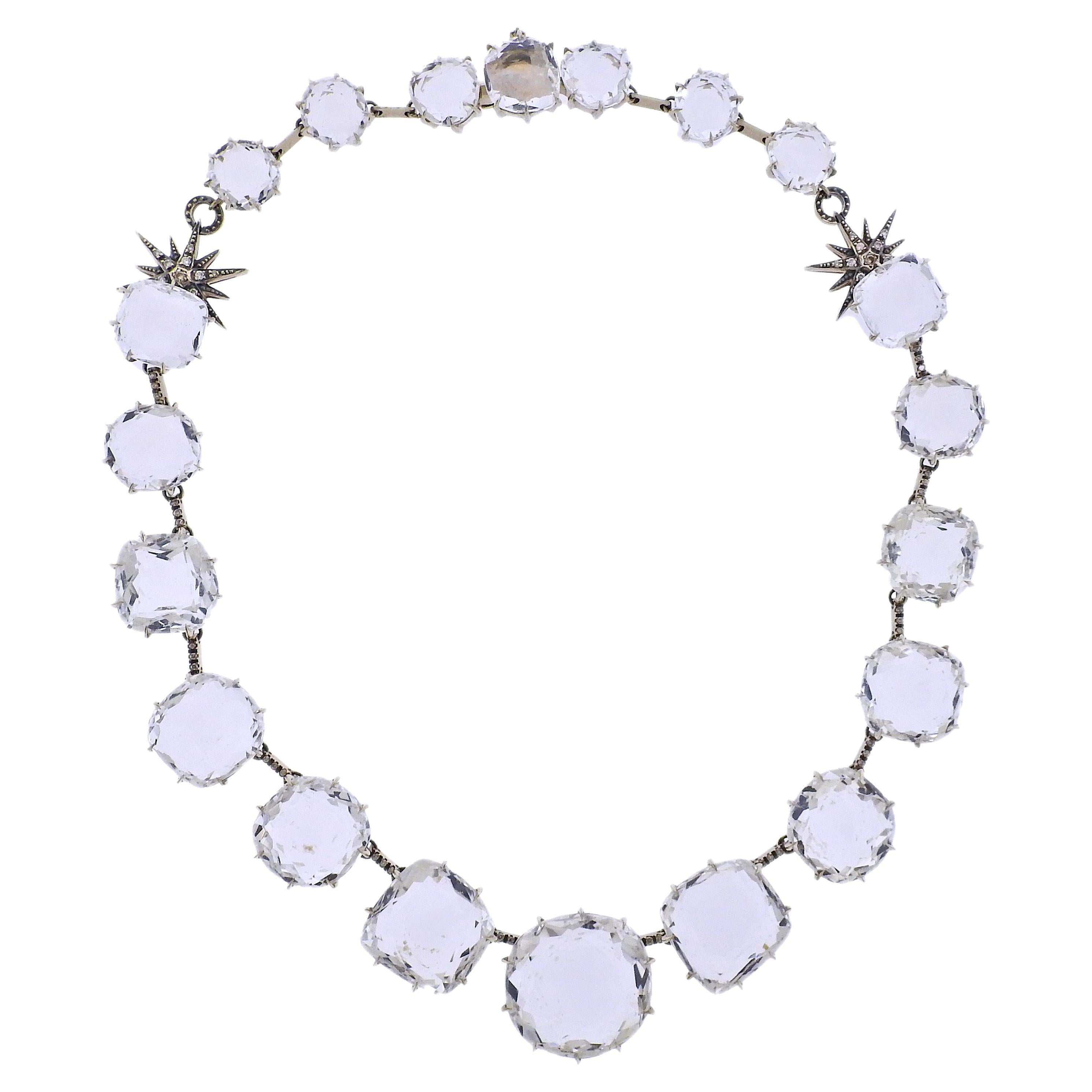 H. Stern Moonlight Diamond Crystal Gold Necklace