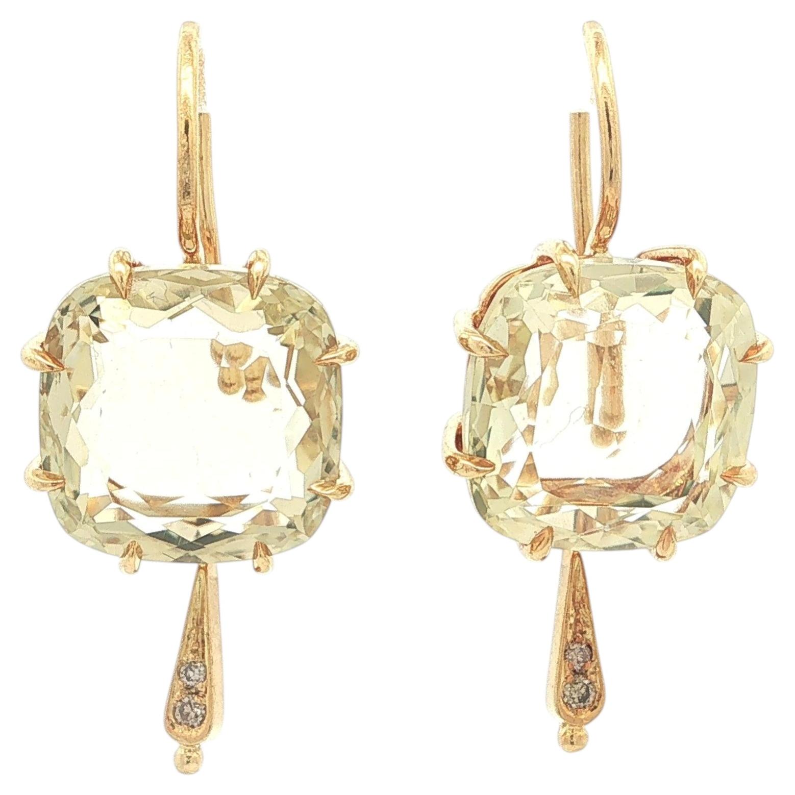 H. Stern Moonlight Victorian Style 18k Yellow Gold Citrine Diamond Drop Earrings
