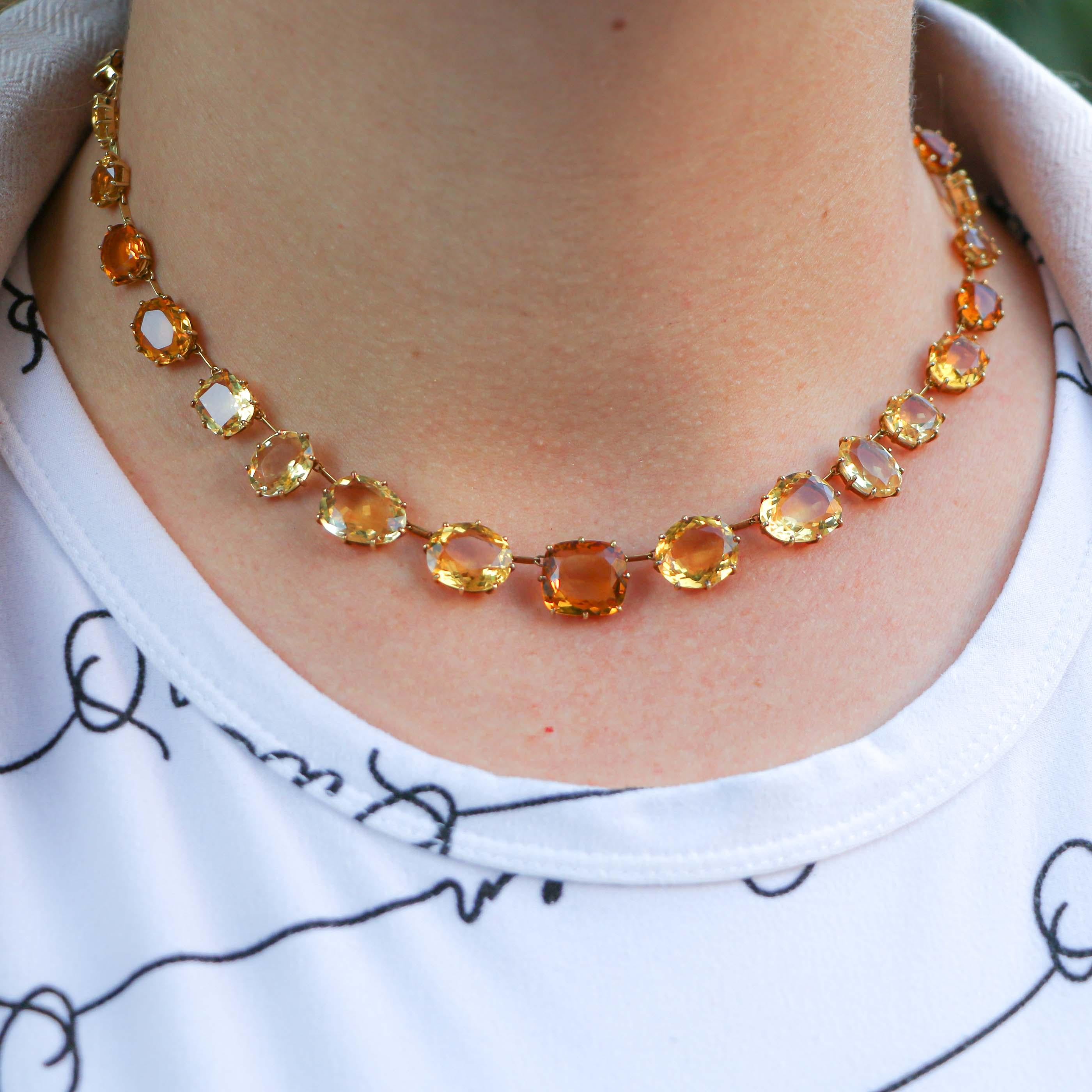 citrine tennis necklace