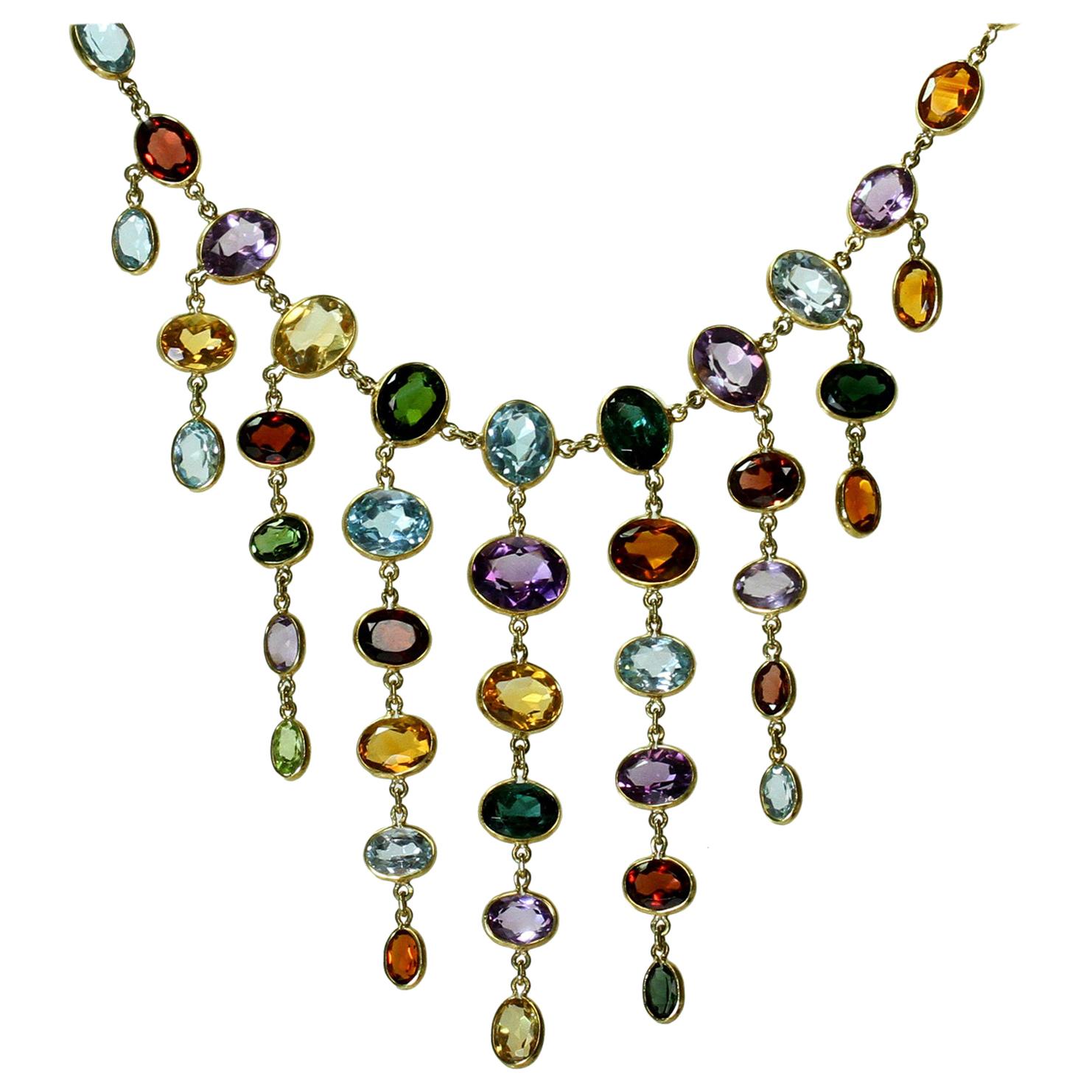 H. Stern Multi-Color Gemstone Yellow Gold Chandelier Necklace