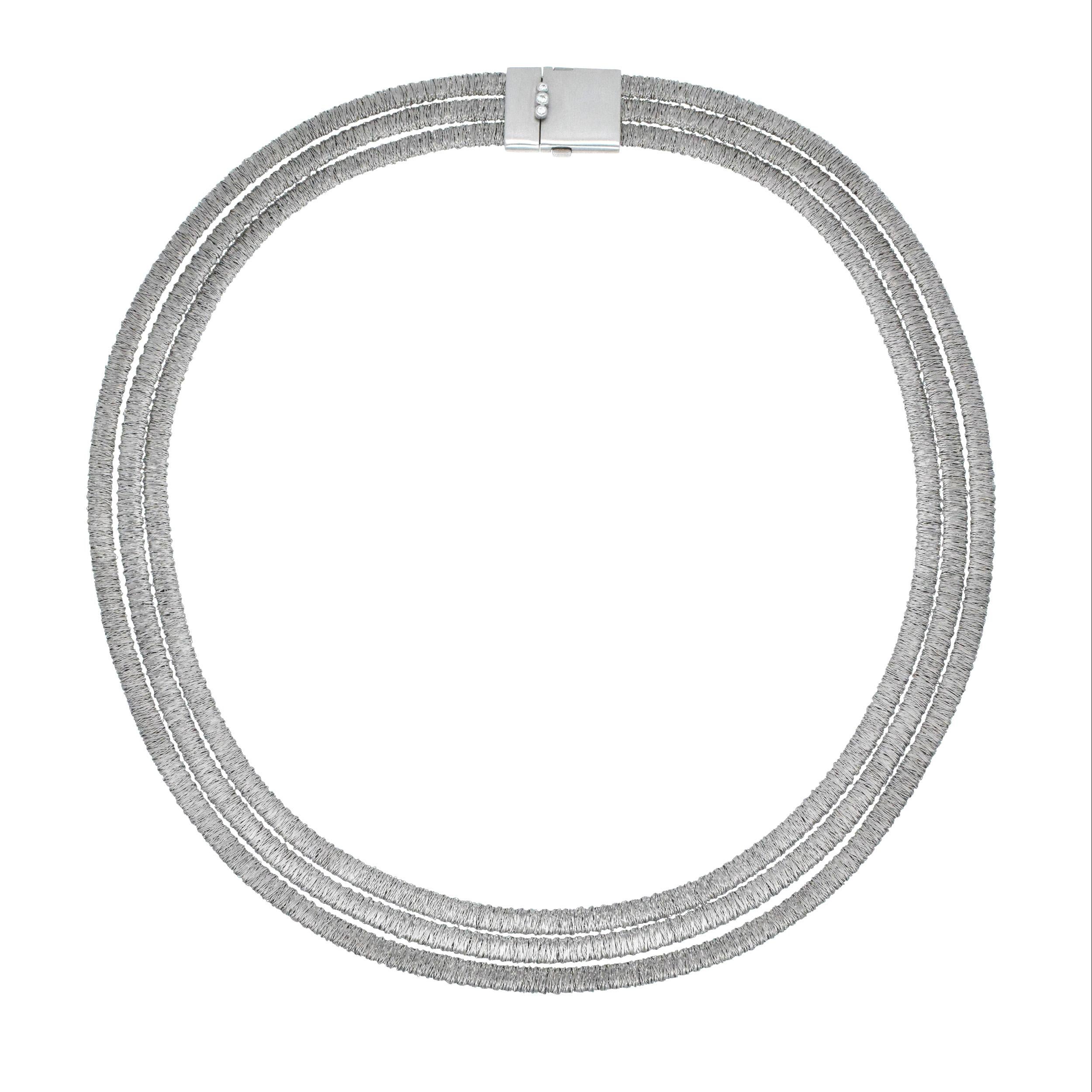 Artist H. Stern Multi Row Necklace In 18k White Gold. For Sale