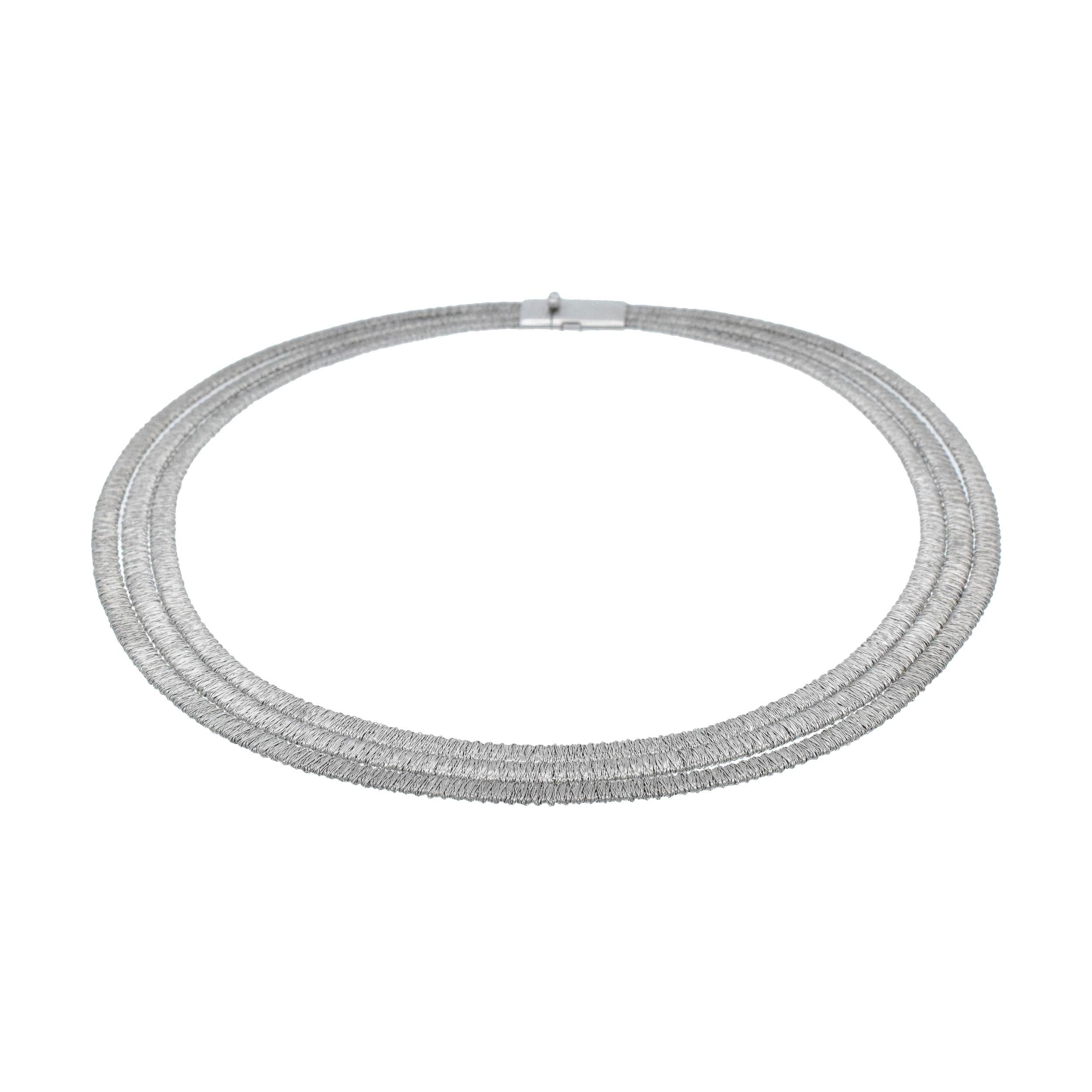 H. Stern Multi Row Necklace In 18k White Gold. In Excellent Condition For Sale In New York, NY