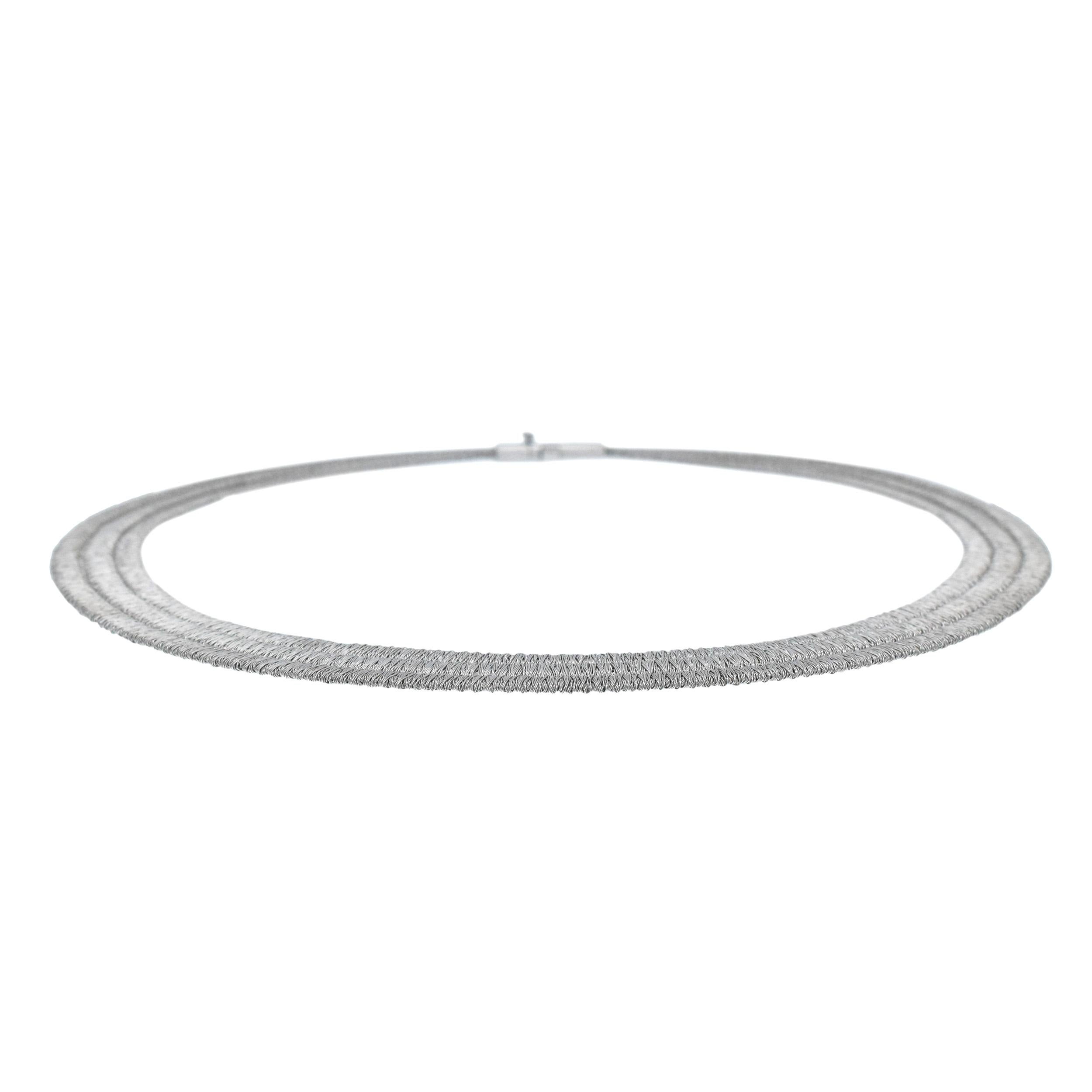 Women's or Men's H. Stern Multi Row Necklace In 18k White Gold. For Sale