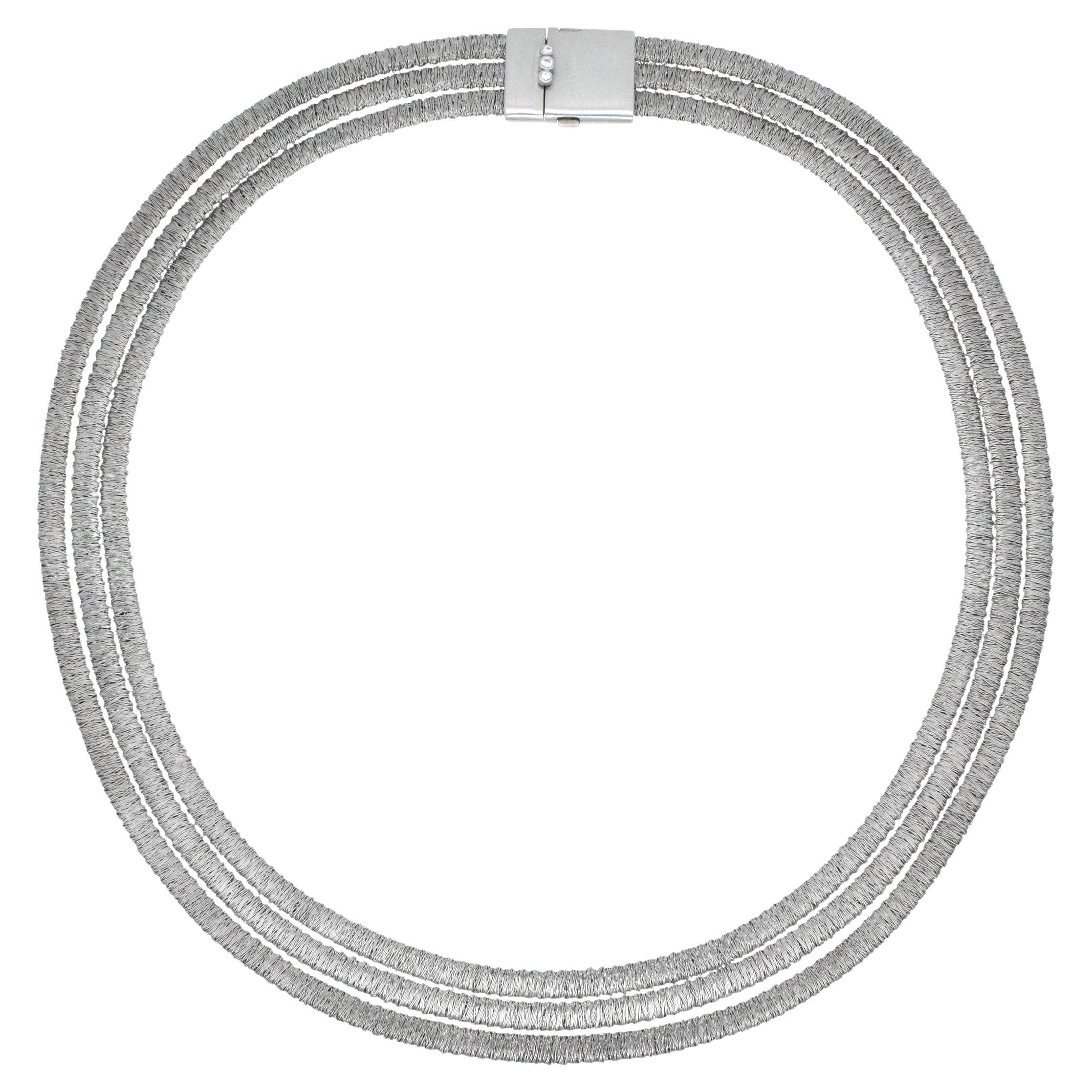 H. Stern Multi Row Necklace In 18k White Gold. For Sale