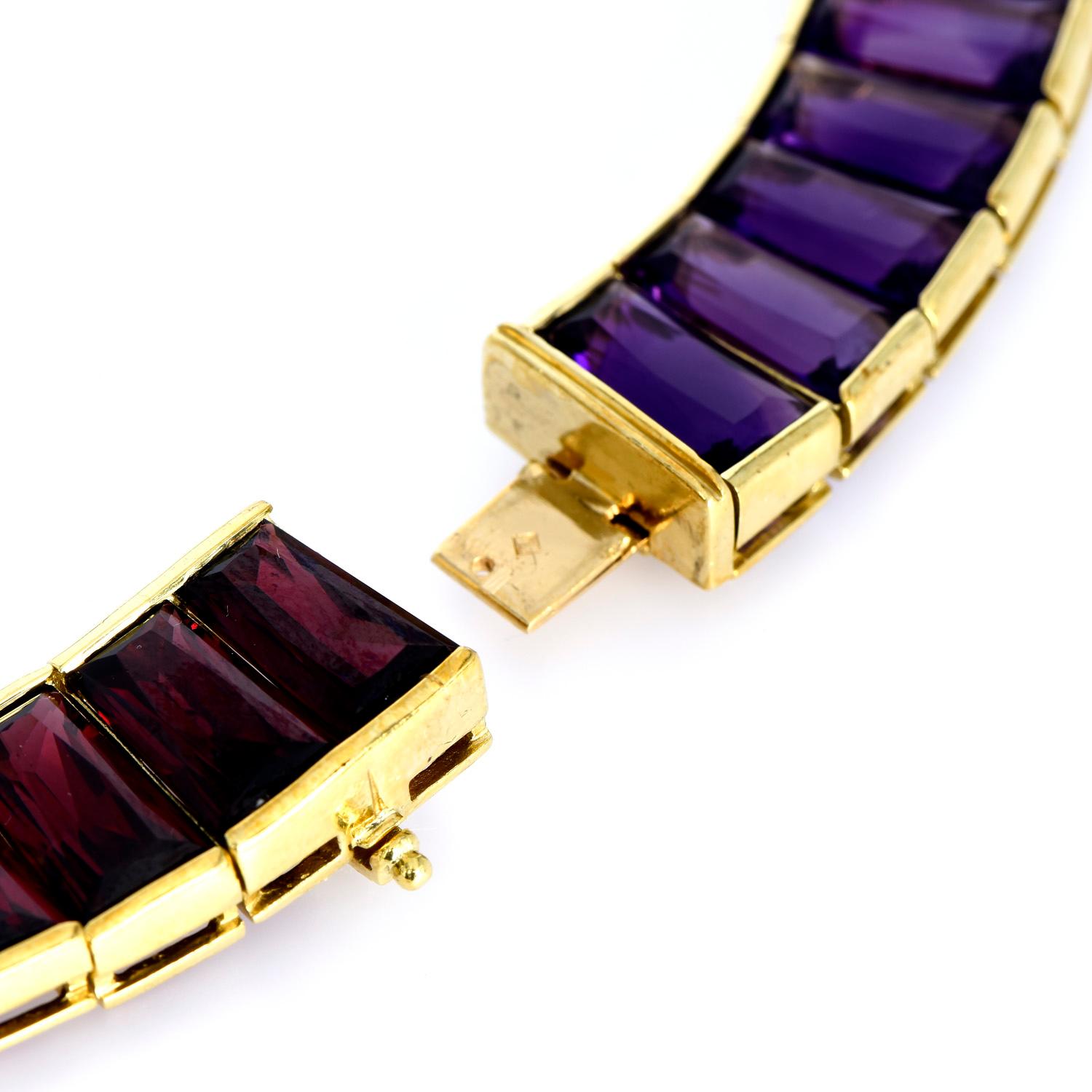 Retro H. Stern Multicolor Gemstone Rainbow 18K Gold Choker Necklace