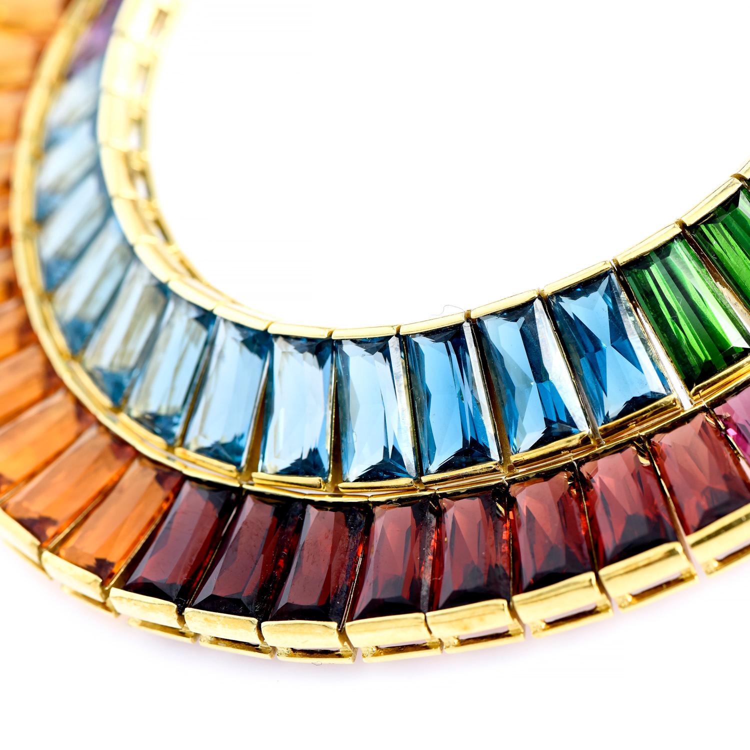 1980s H. STERN Multicolour Gemstone Rainbow Yellow Gold Necklace at ...