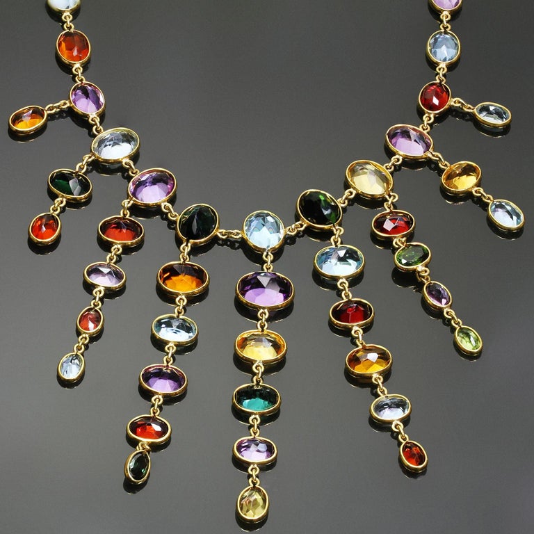H. Stern MultiColor Gemstone Yellow Gold Chandelier Necklace at
