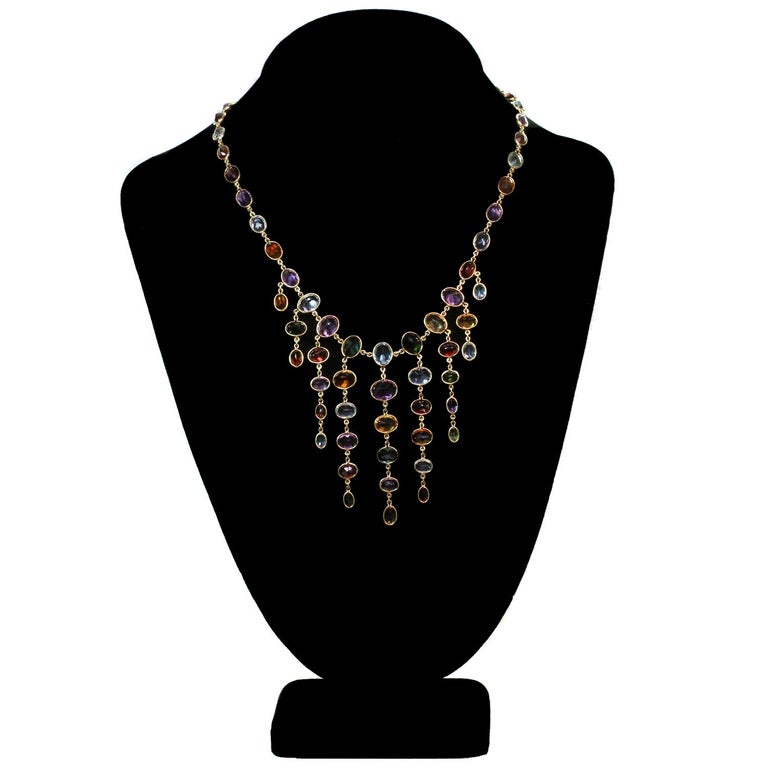 H. Stern Multi-Color Gemstone Yellow Gold Chandelier Necklace at ...